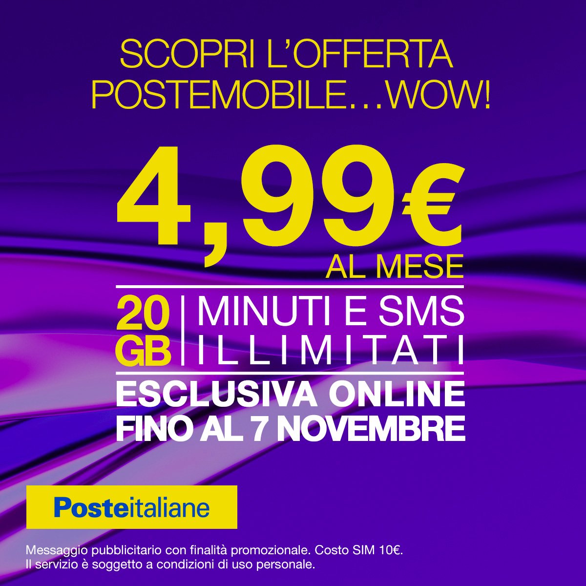 PosteMobile - Scopri l’offerta PosteMobile… WOW! Con 4,99€... | Facebook