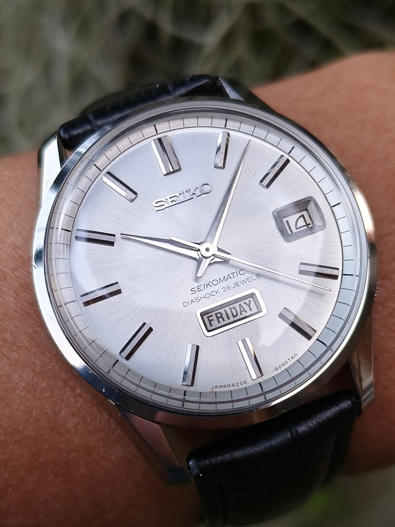 Seiko Seikomatic 6206-8040 Automatic Silver Weekdater 26 Jewels