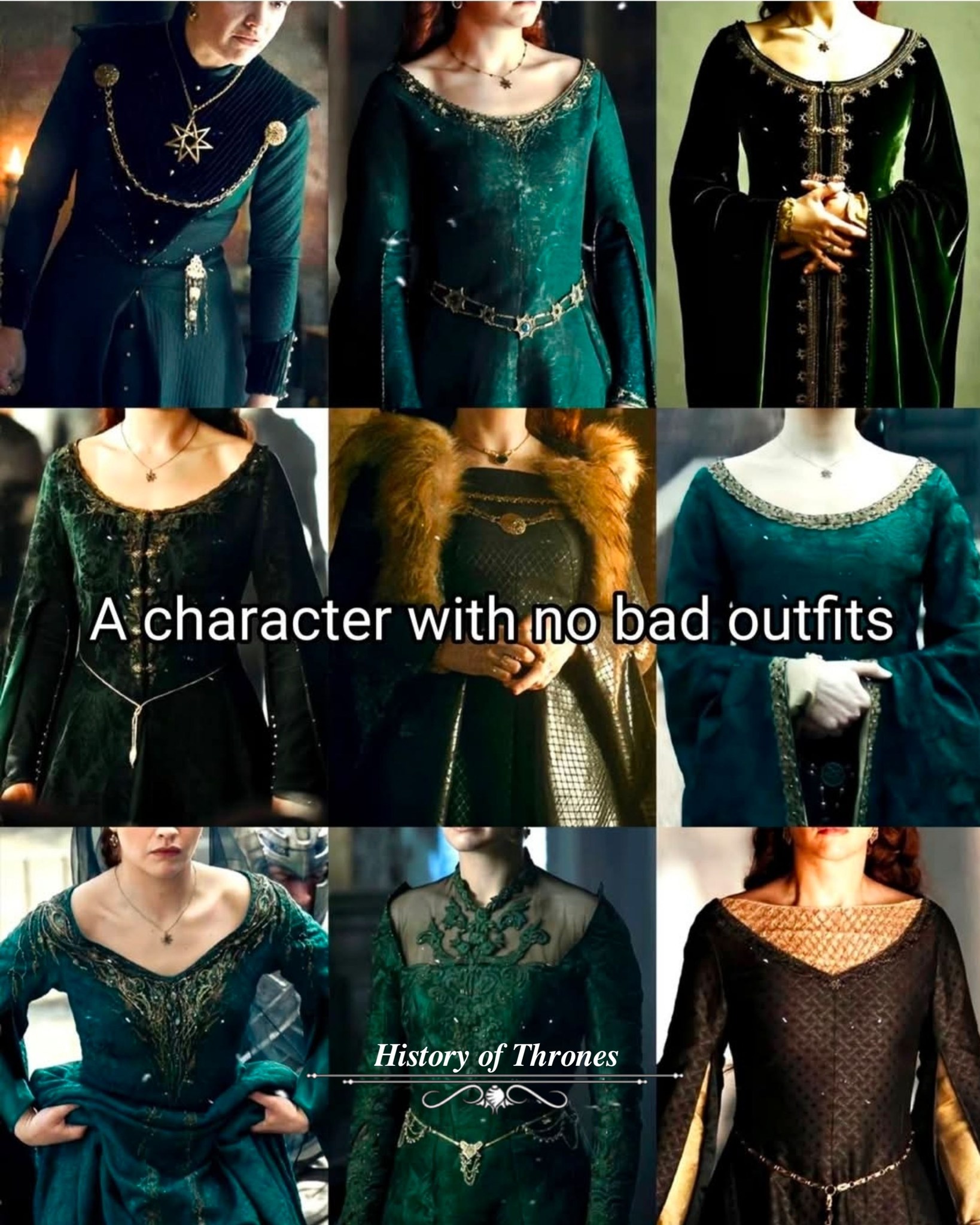 Alicent's green attire in House of the Dragon