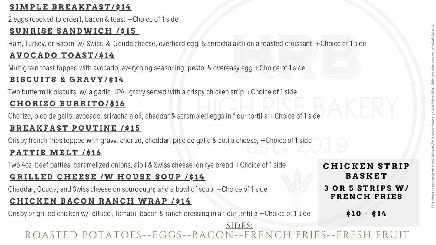 High Rise - ***NEW MENU*** With some old favorites and...