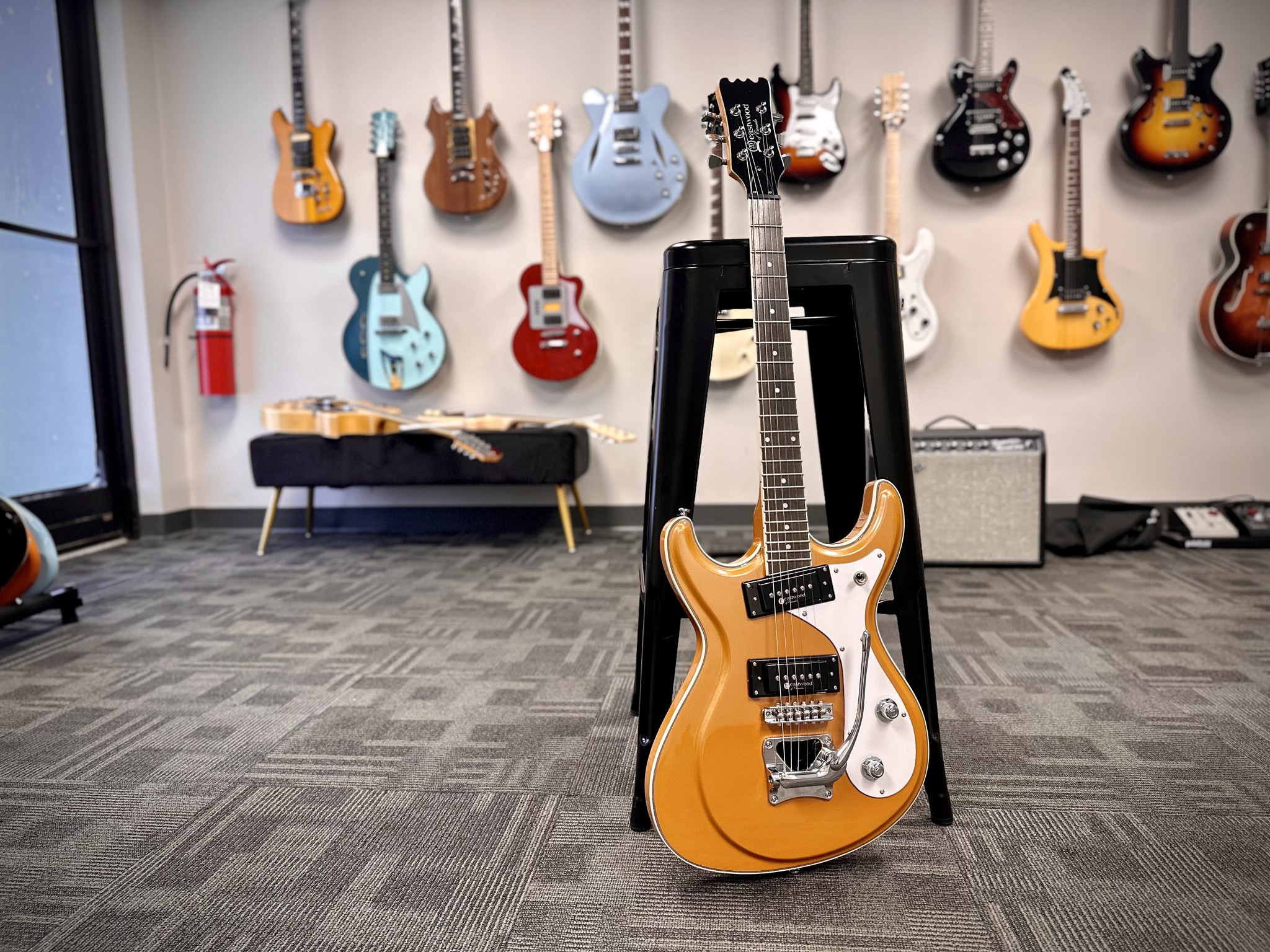 Eastwood's take on a '60s Mosrite guitar, this Sidejack Deluxe