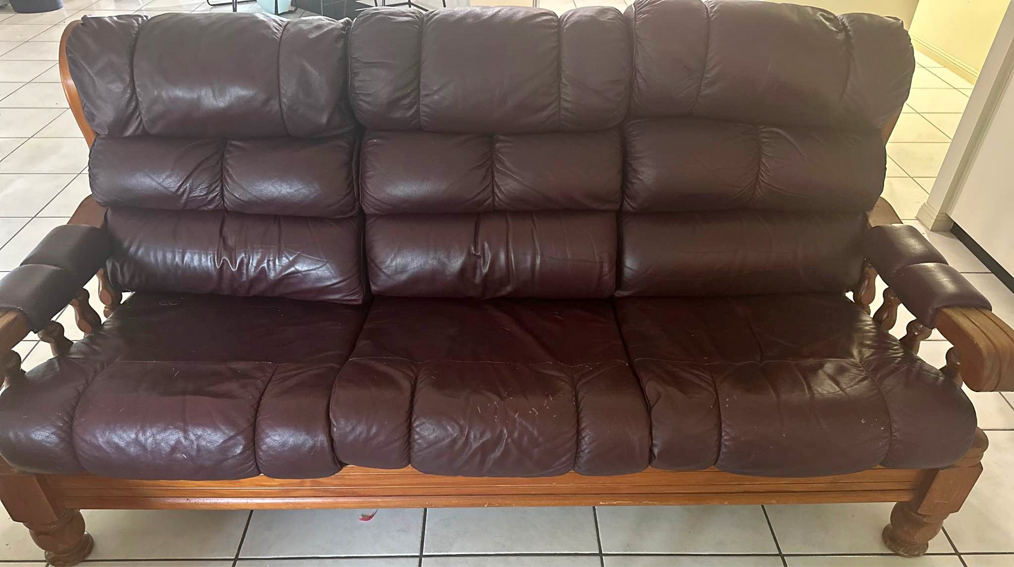 Genuine leather 3 seater-no rips or tears - Sofas, Loveseats ...