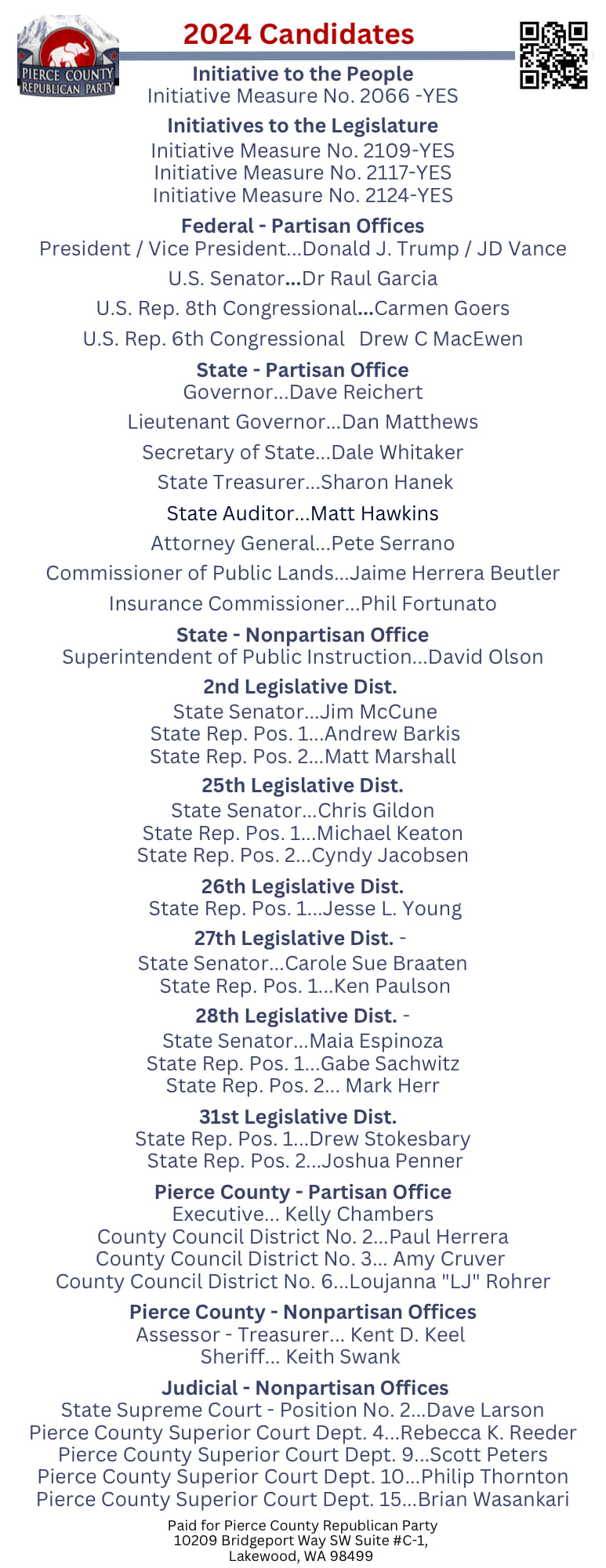 Official endorsement and... - Pierce County Republican Party | Facebook