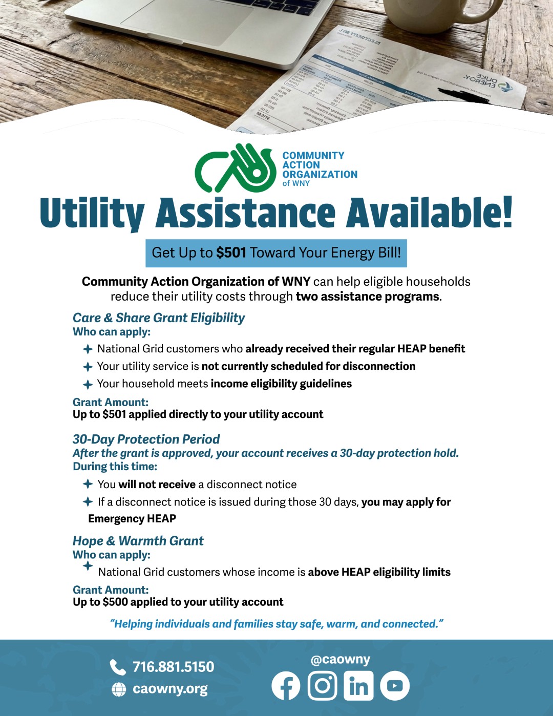 10 & “Harmony” COMPLETE BOX SCHEDULE APPOINTMENTS NOW FOR ELECTRIC BILL ASSISTANCE