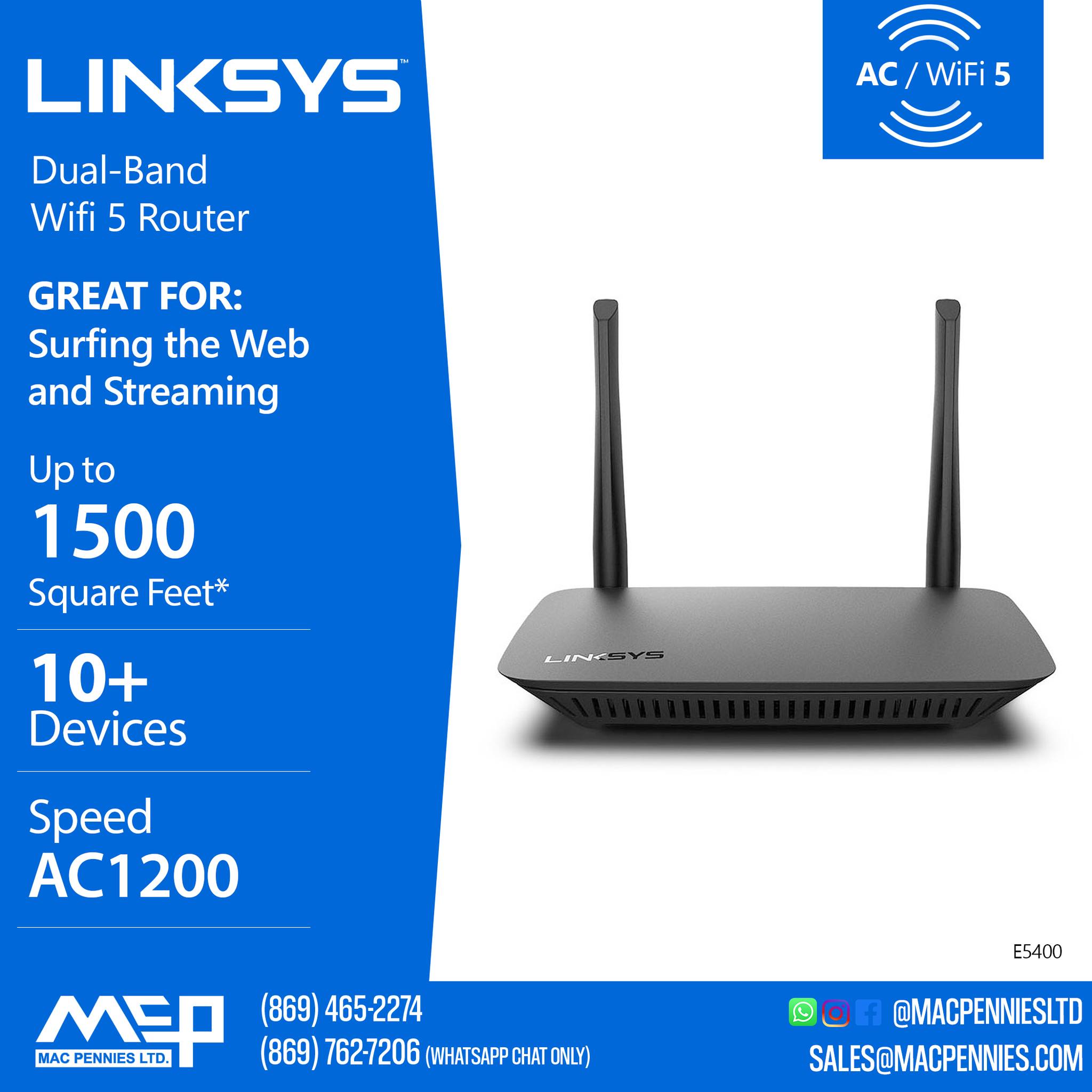 Mac Pennies Ltd - Linksys WiFi 5 Router Dual-Band AC1200...