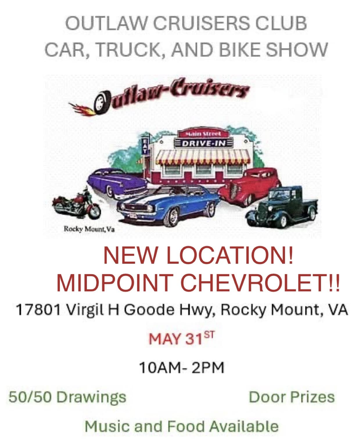 Cruisin' Southwest Virginia | Sat. May 31 - Outlaw Cruisers Car Club ...