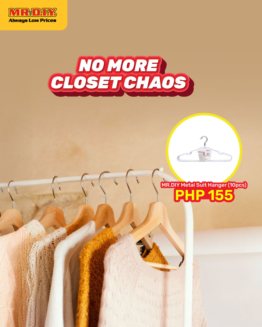 👗👕👔 Clothes are best left hanging, not on the floor or the chair. Get some from MR.DIY now and keep your wardrobe, wrinkle-free! #MRDIY #DailyProductsForEveryone #AlwaysLowPrices