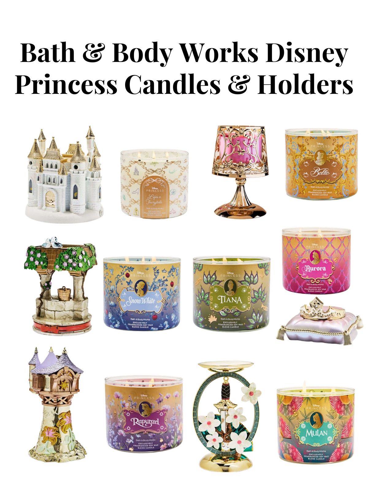 Bath & Body Works Disney Princess candles and candle holders 🕯️👑