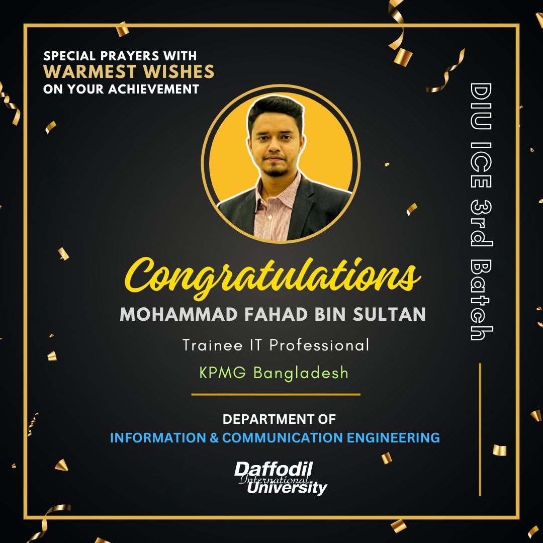 DIU - 🎉 We extend our heartiest congratulations to Mohammad Fahad Bin ...