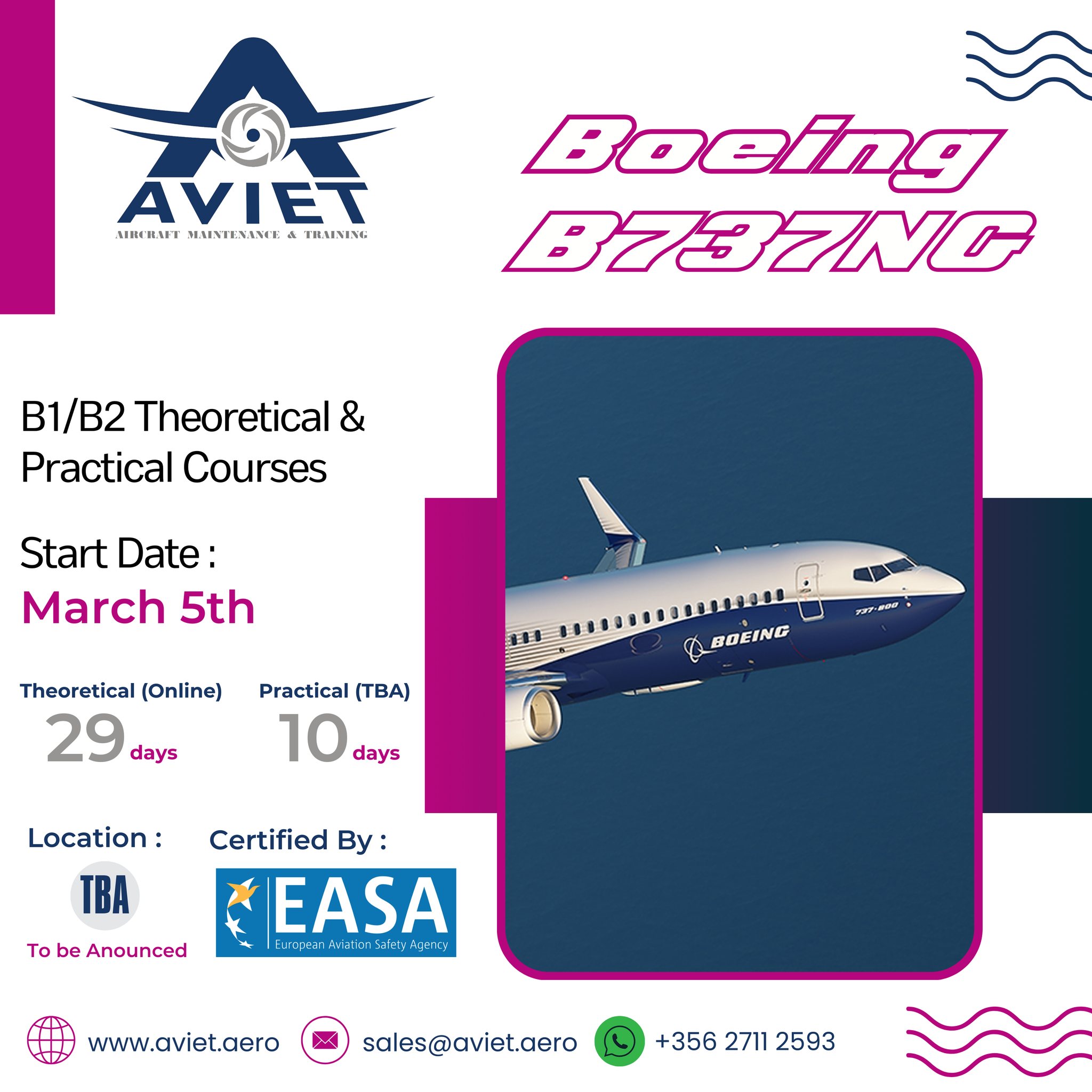 We started on March 25 🕖. General familiarization of the Boeing