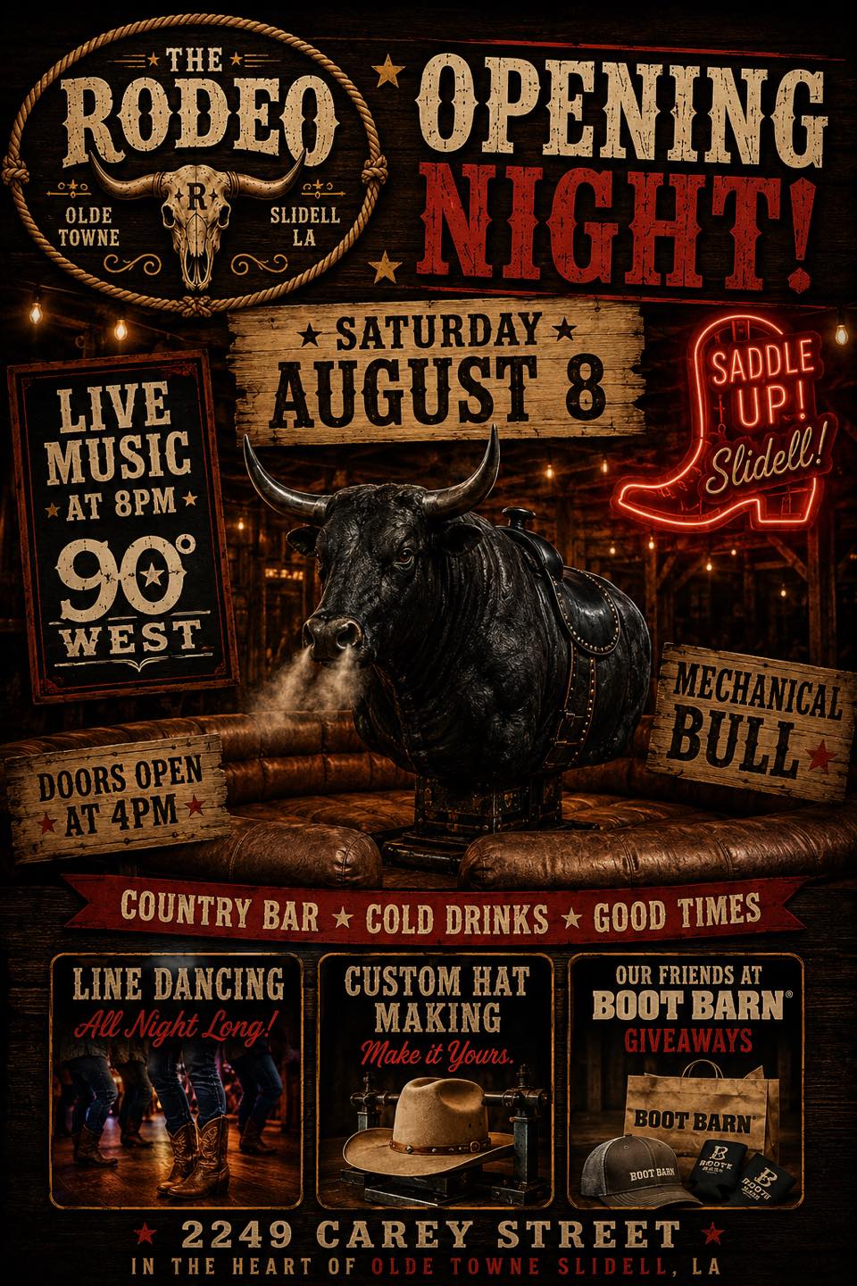 The Rodeo in Slidell opens Saturday August 8 with live music