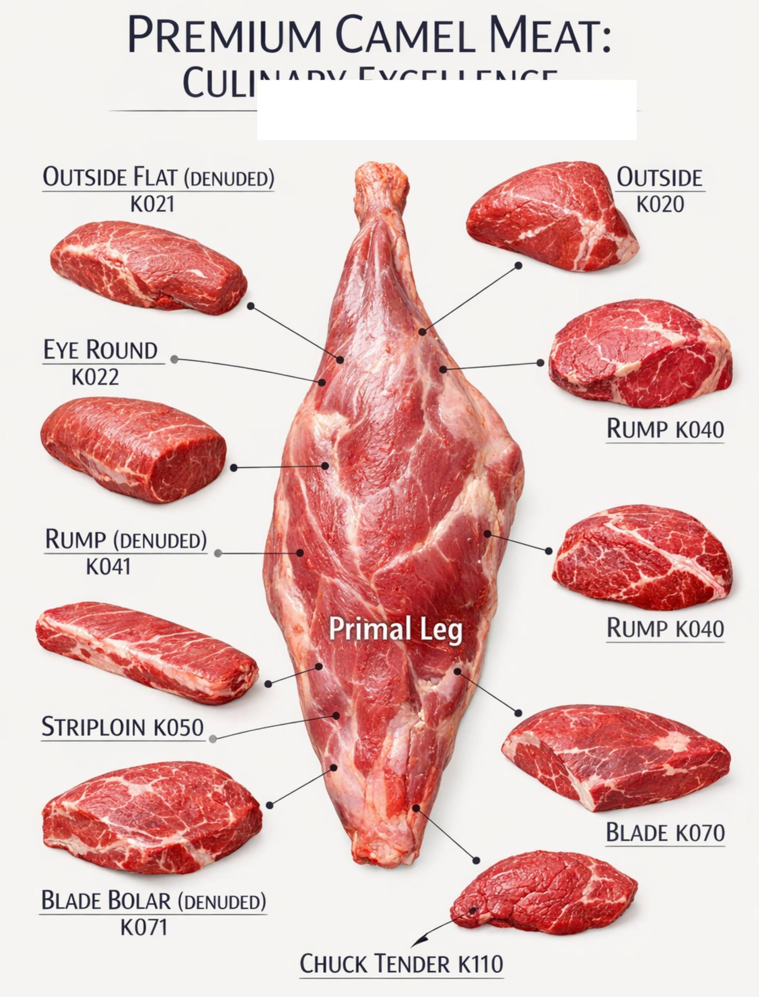 Premium camel meat cuts for culinary excellence
