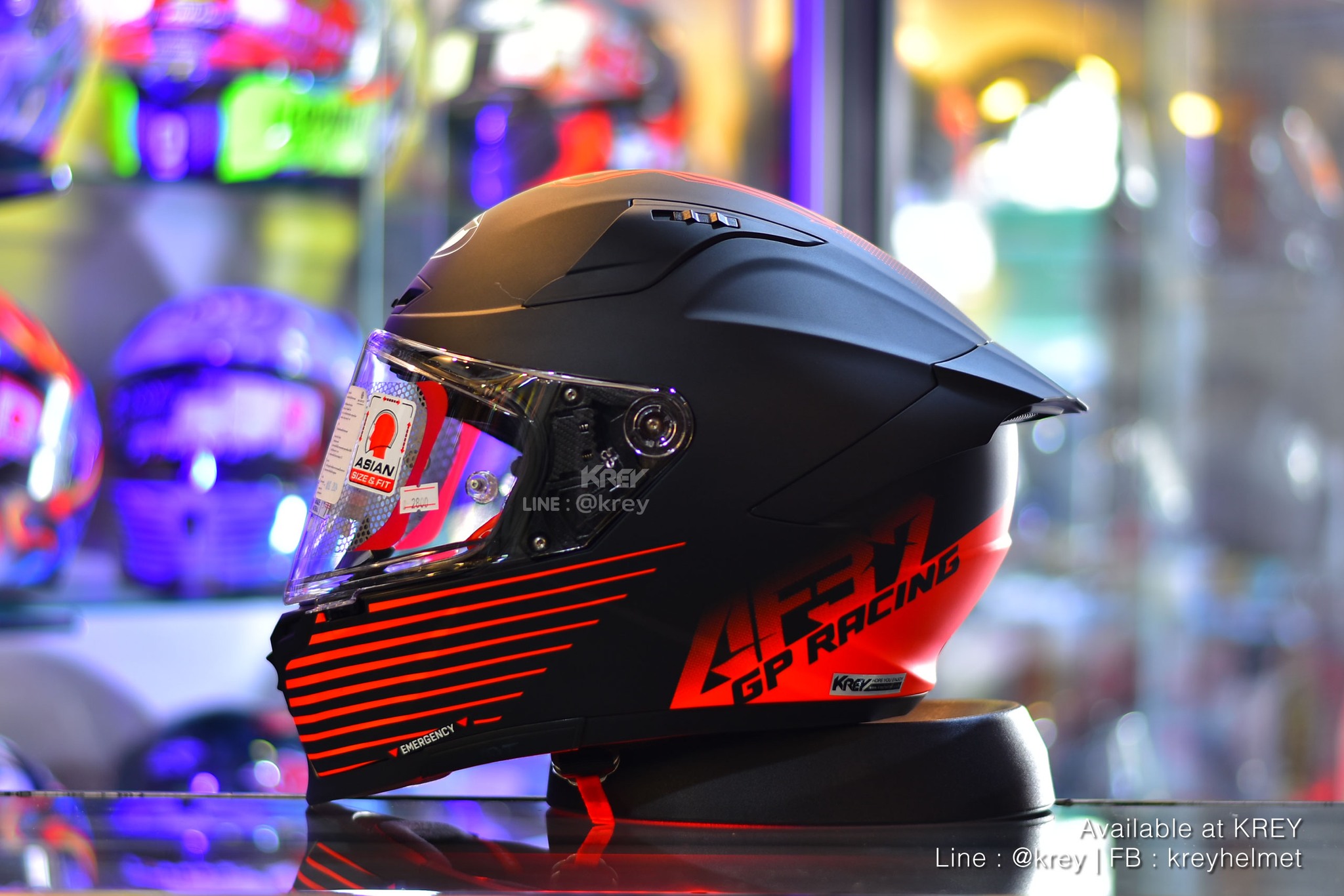 KREY - KYT model STRIKER AF37 LIVERY MATT BLACK RED...