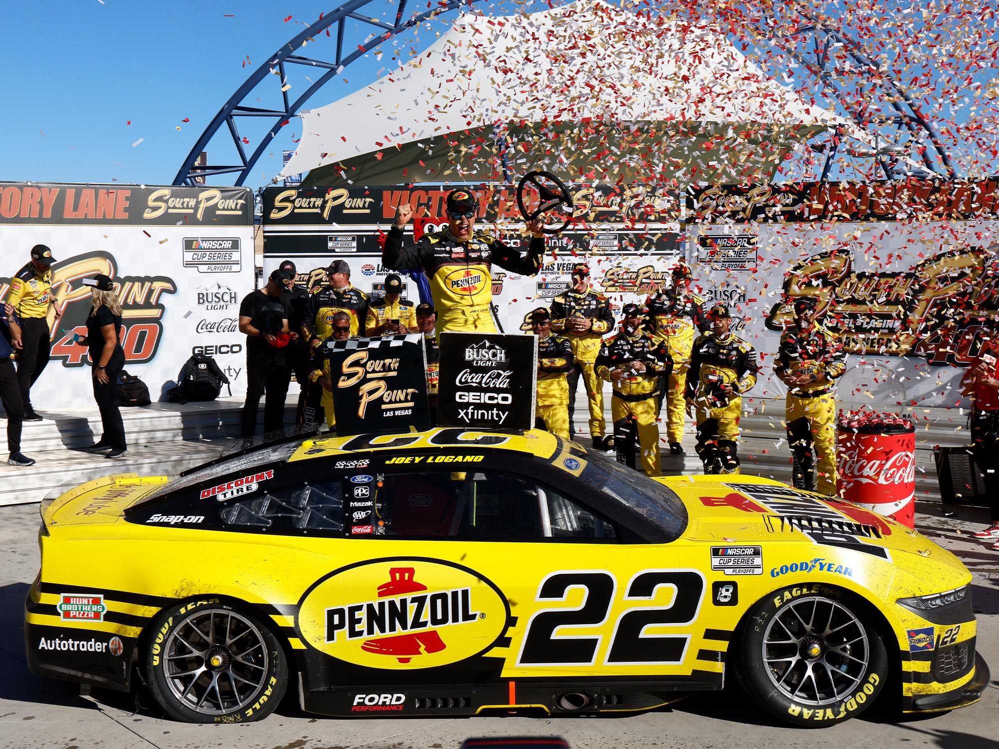 Joey Logano's No. 22 Ford Mustang with AAA colors