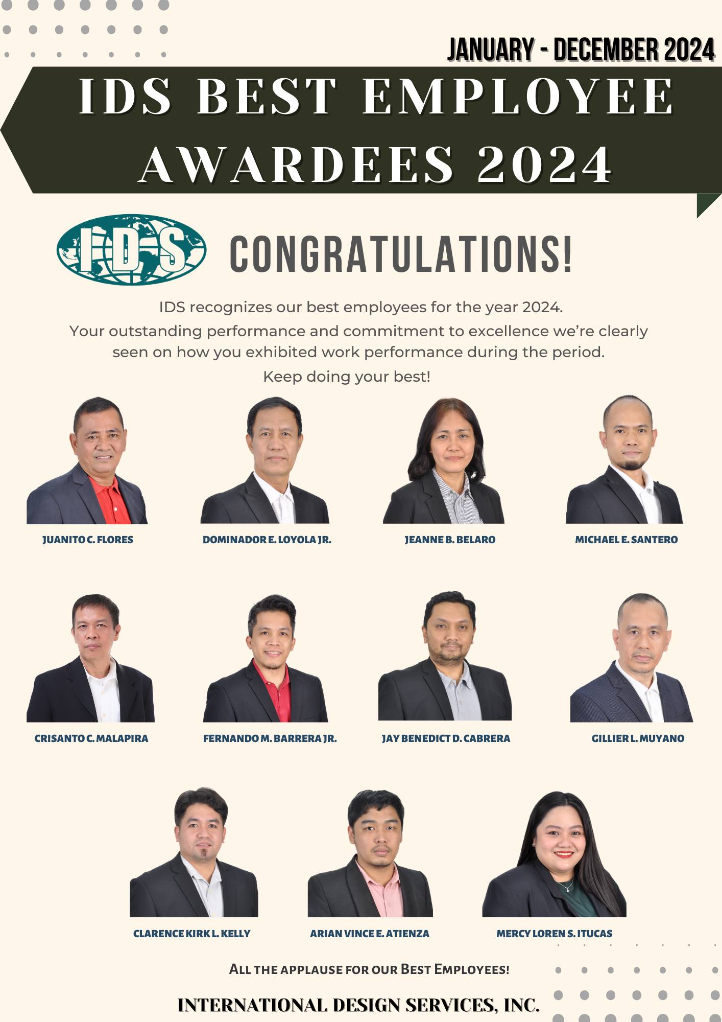 IDS - IDS BEST EMPLOYEE AWARDEES 2024 🏆🏆🏆 IDS recognized the following ...