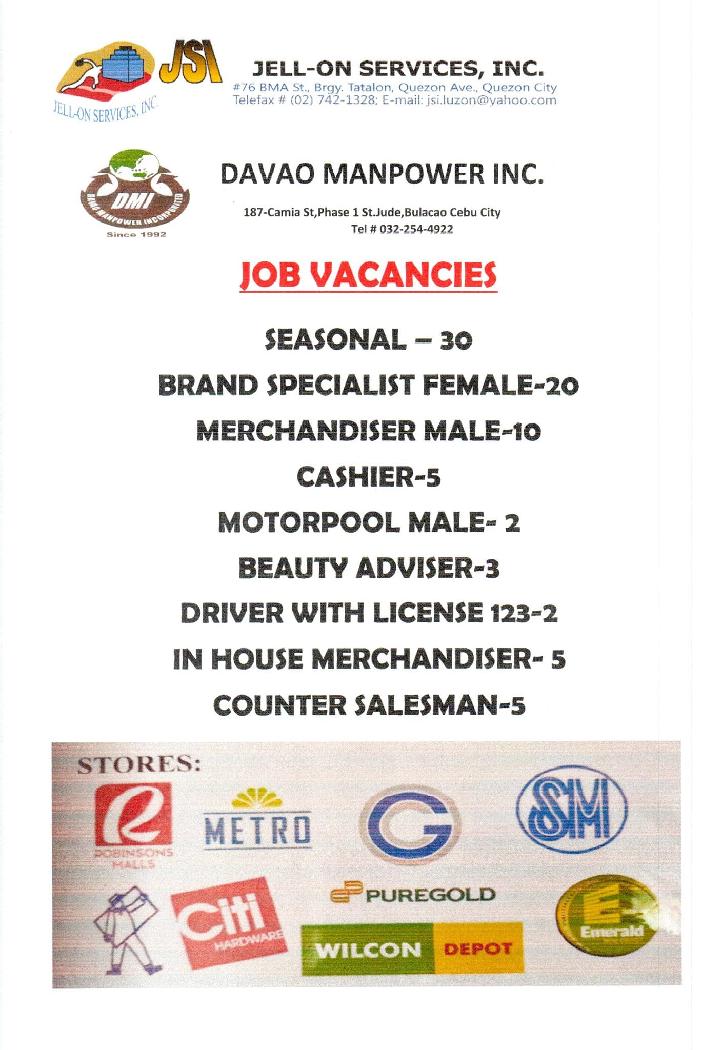 Tacloban - ‼️ ATTENTION ‼️ DAVAO MANPOWER INC. will conduct a Local ...