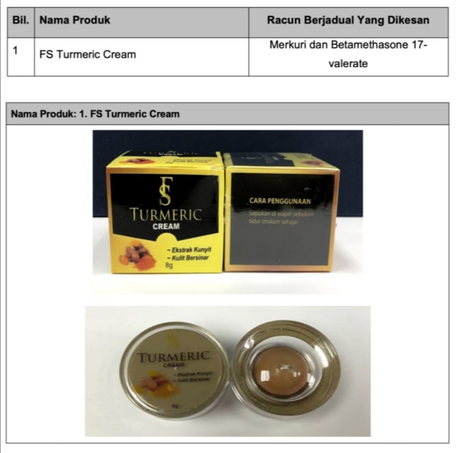 Pq Community Kkm Sahkan Fs Tumeric Cream Mengandungi Bahan Terlarang Bahagian Regulatori Farmasi Negara Npra Kementerian Kesihatan Malaysia Kkm Ingin Menggesa Orang Awam Untuk Mengelak Daripada Membeli Dan Menggunakan Produk Kosmetik