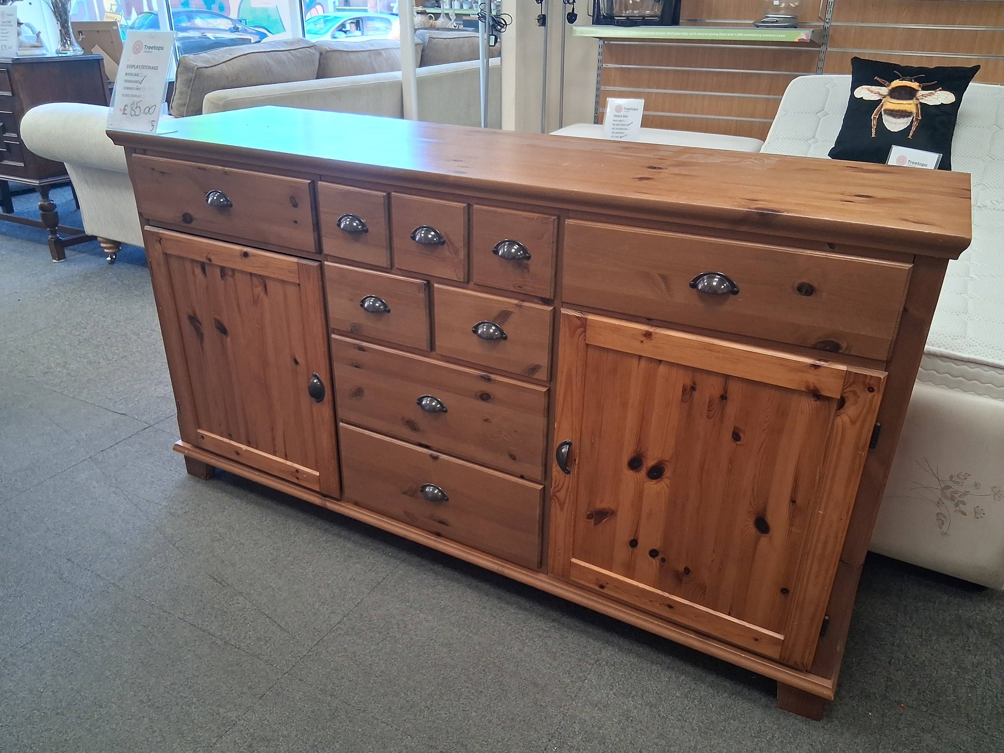 Now sold. Good Morning all, Here is a IKEA Markör solid pine sideboard. Measurements Width: 65 inches Depth: 19.5 inches Height: 35 inches Priced at £85.00