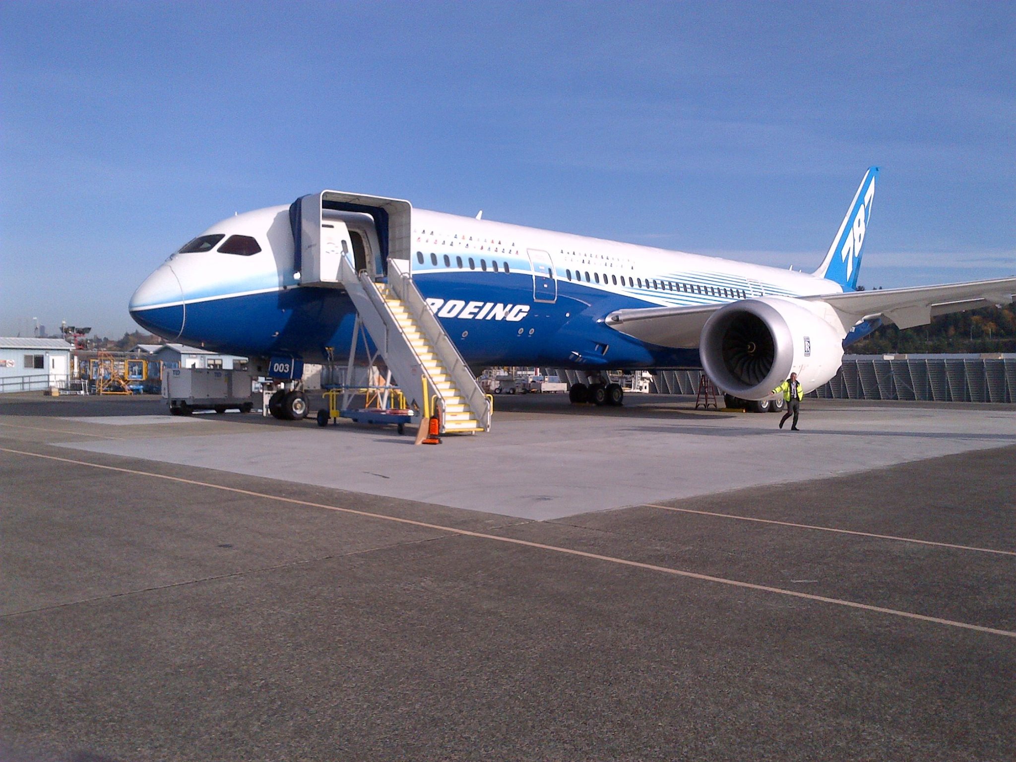 The Boeing - ZA003, the first of three test 787 Dreamliners, took