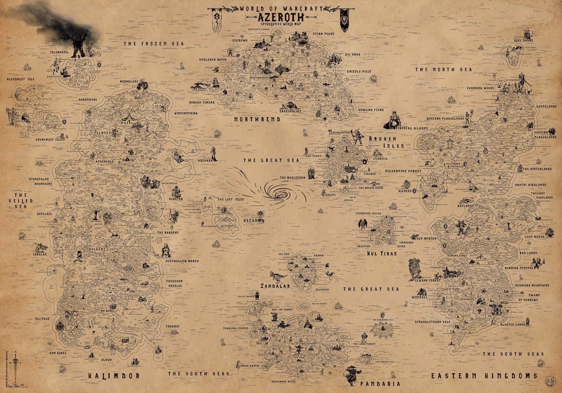 Wowhead - This map of Azeroth produced by @tbearsworkshop is available ...