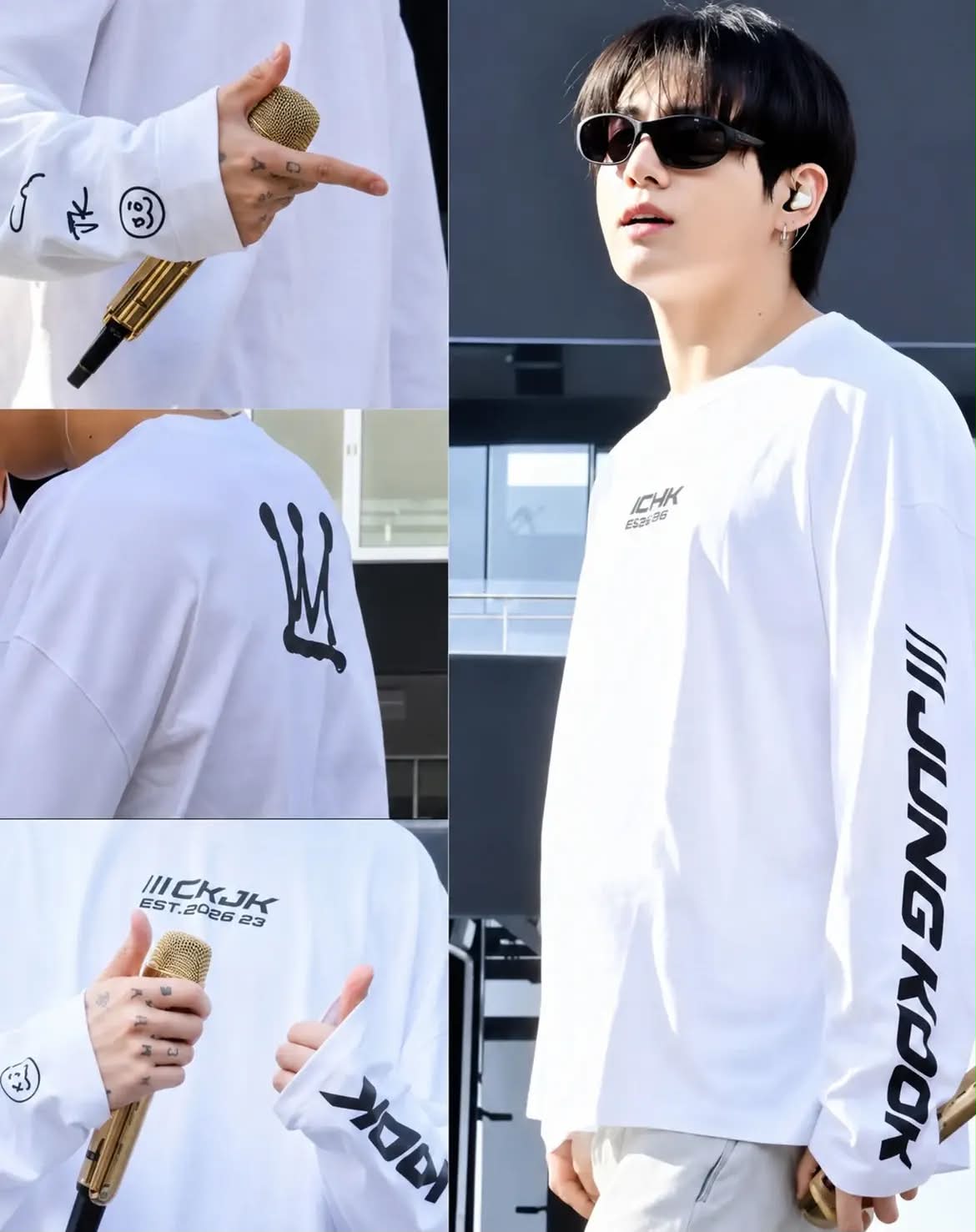 ★ JUNGKOOK CKJK ホワイト TシャツM★ Jungkook is wearing new CKJK shirt for Day 2 Soundcheck in Foxborough.