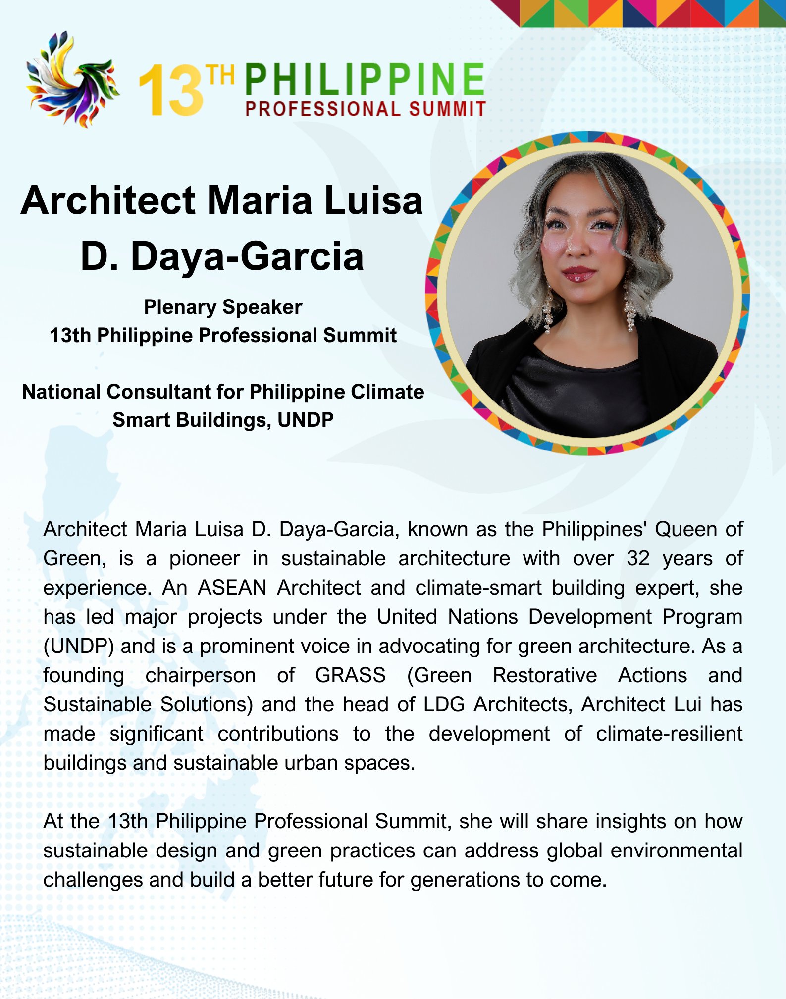 🌟 Plenary Speaker Spotlight: Arch. Maria Luisa D. Daya-Garcia 🌟 We are ...