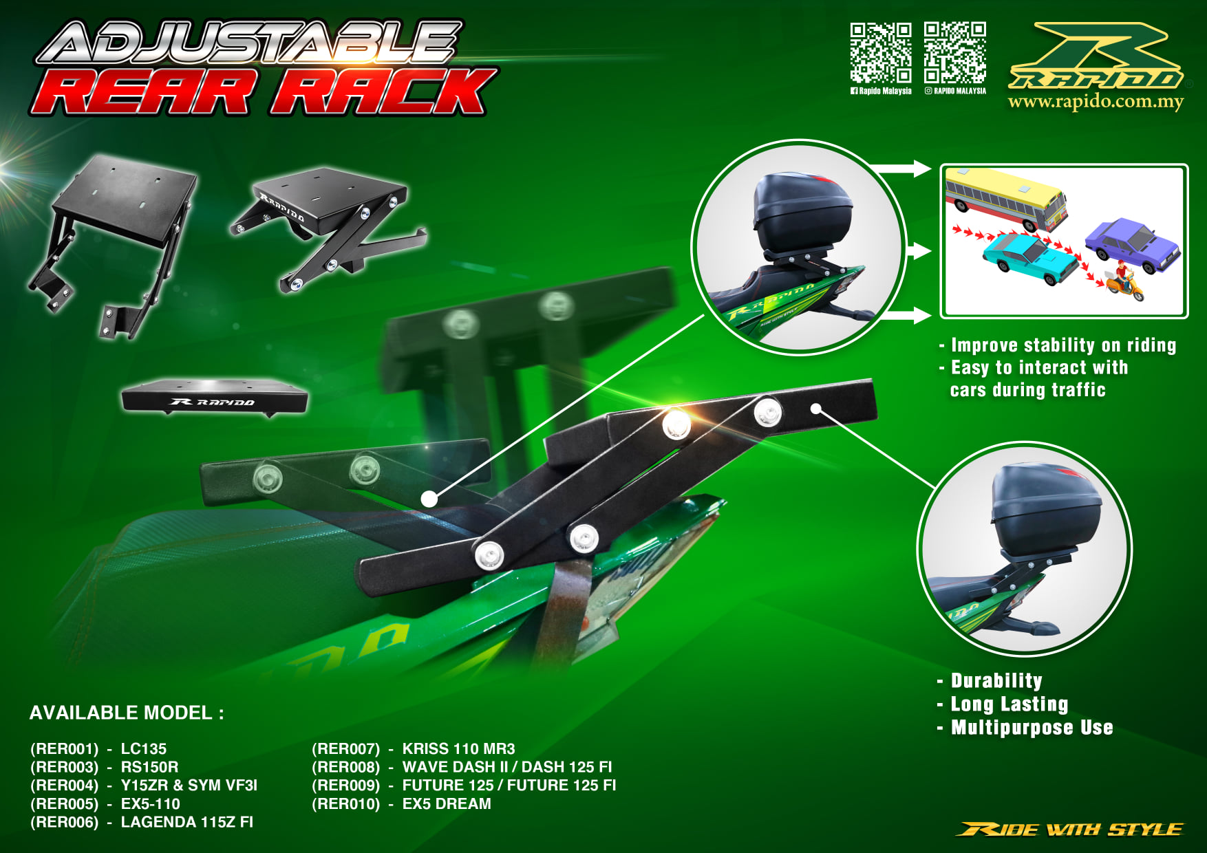 Rapido Malaysia - New Model Arrived!! Rapido Adjustable... | Facebook
