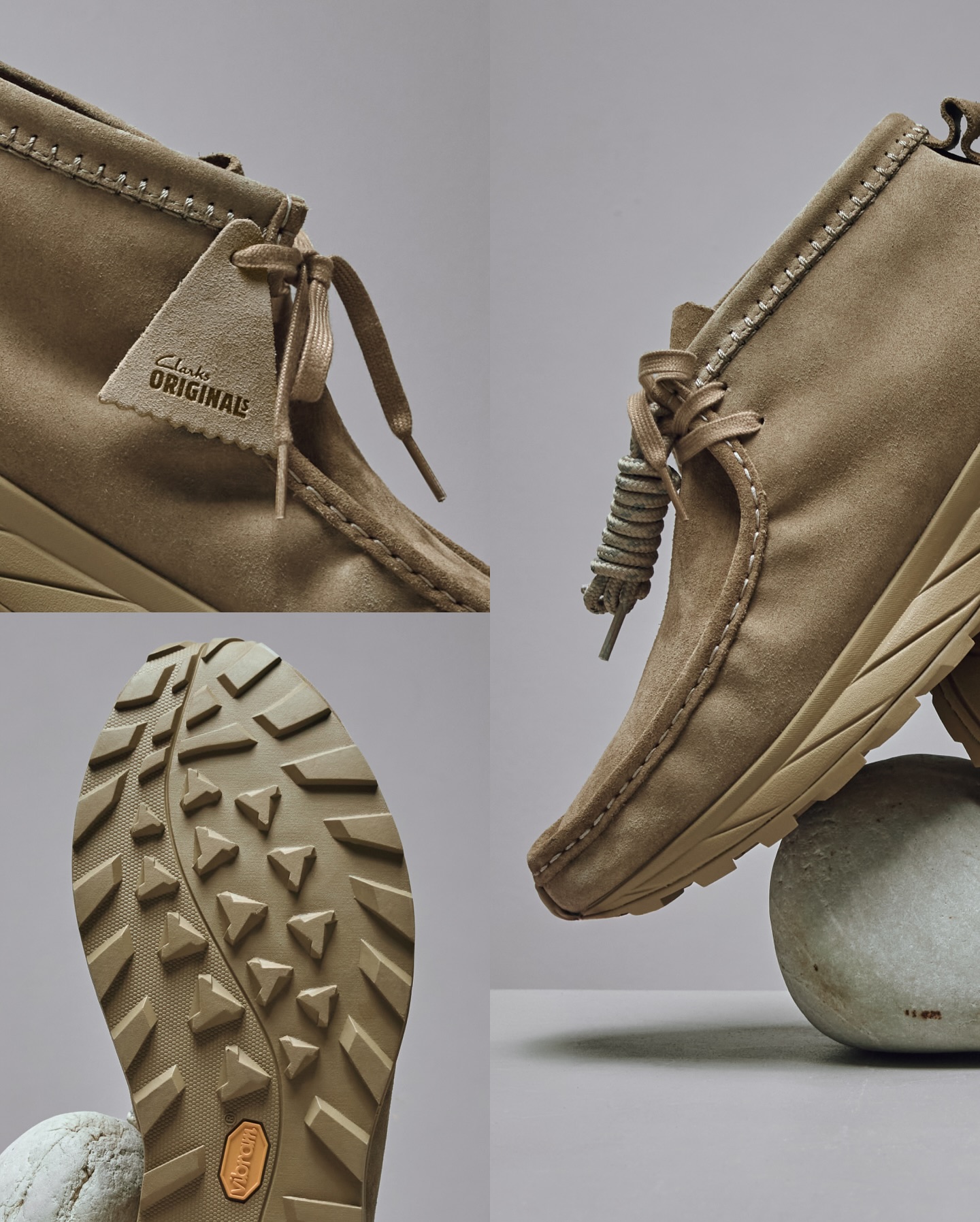 The Wallabee™ Eden in Dark Sand & Black suede. Crafted with