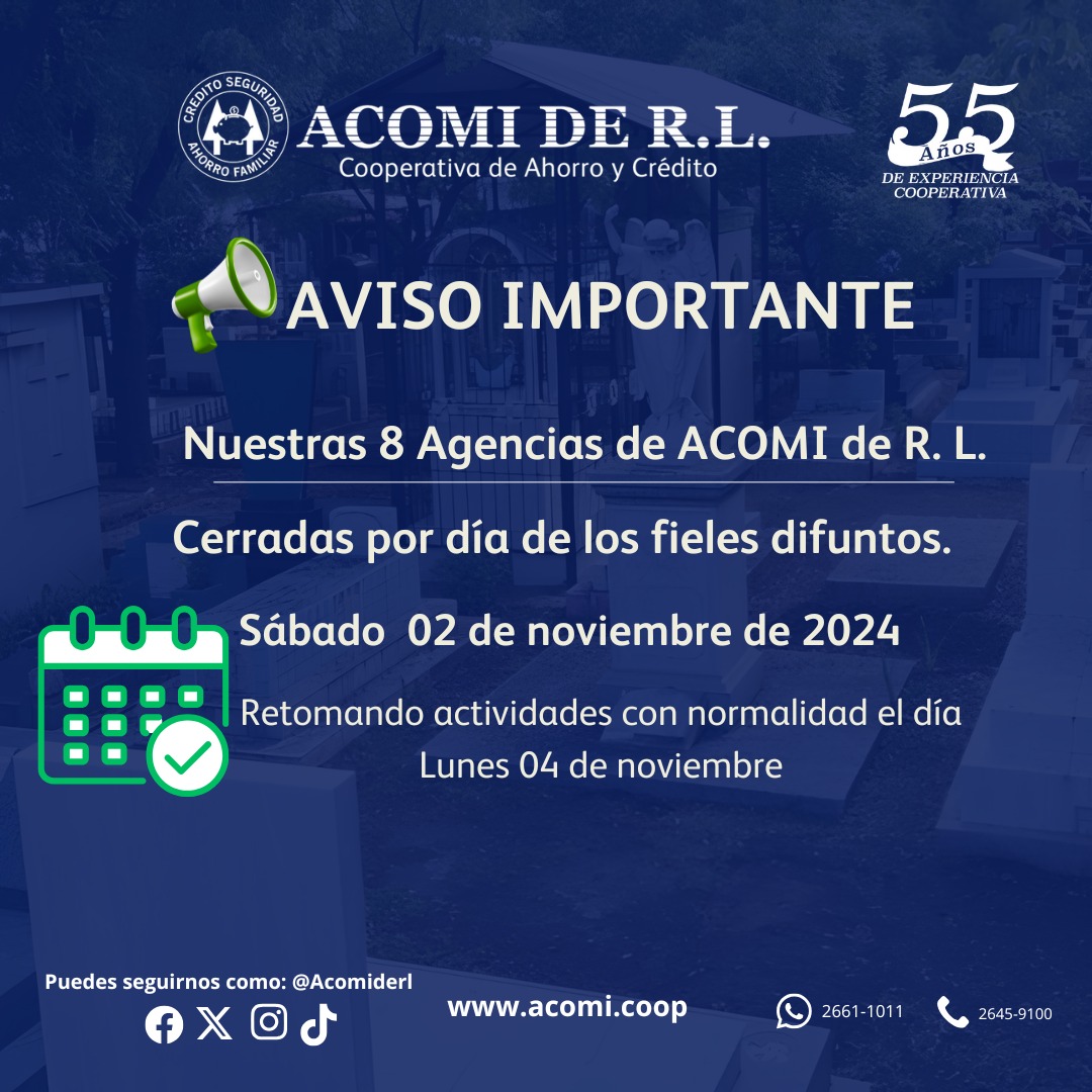 ACOMI de R.L. - 📢 Aviso Importante 📢 Les informamos a... | Facebook