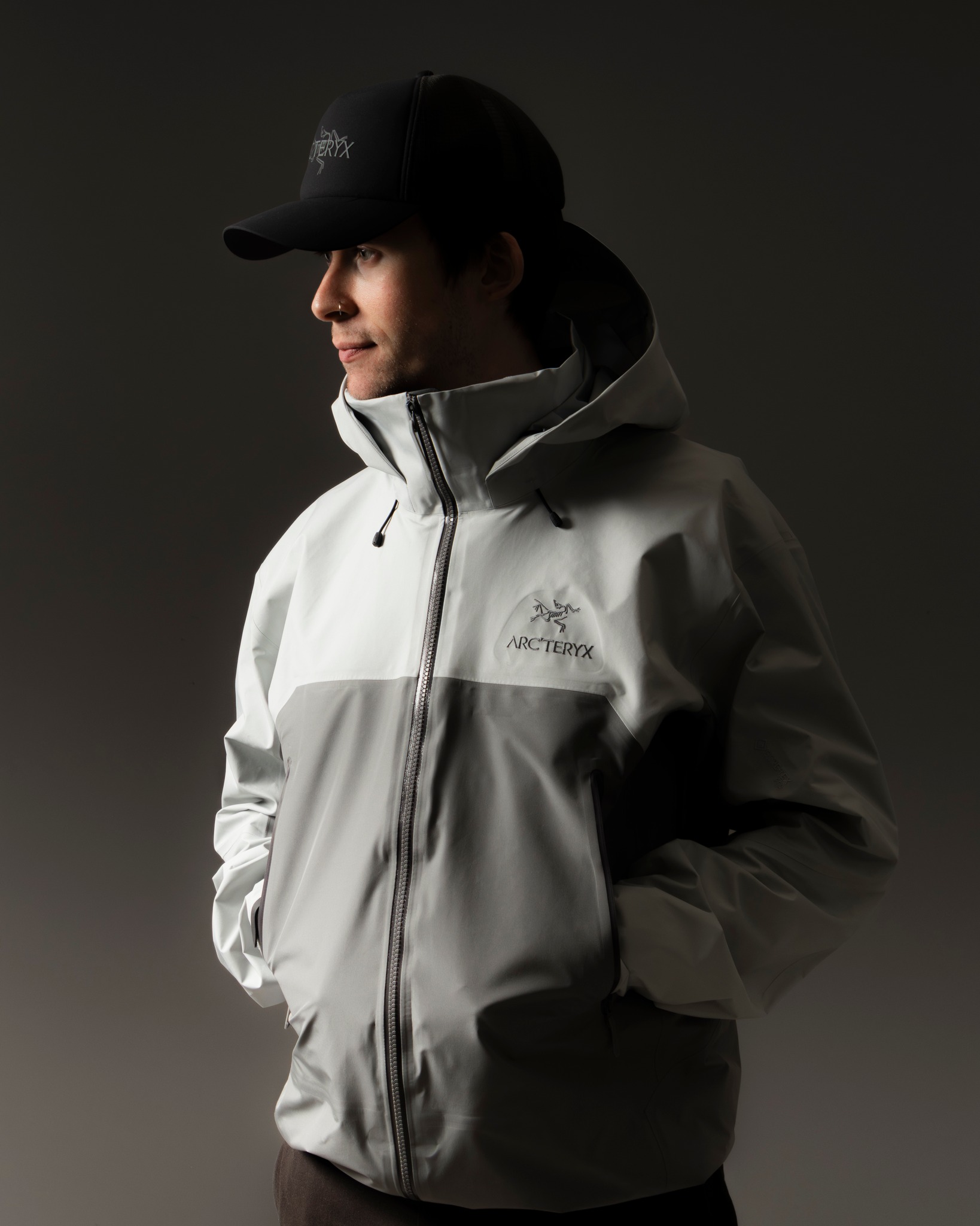 The Arc'teryx Beta AR Jacket in Solitude/Void. Made with GORE-TEX