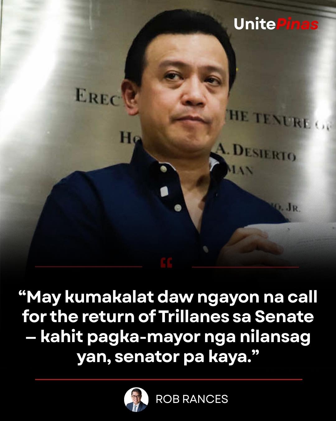 Unite - Rob Rances: Panawagan sa pagbabalik ni Trillanes sa Senado ...