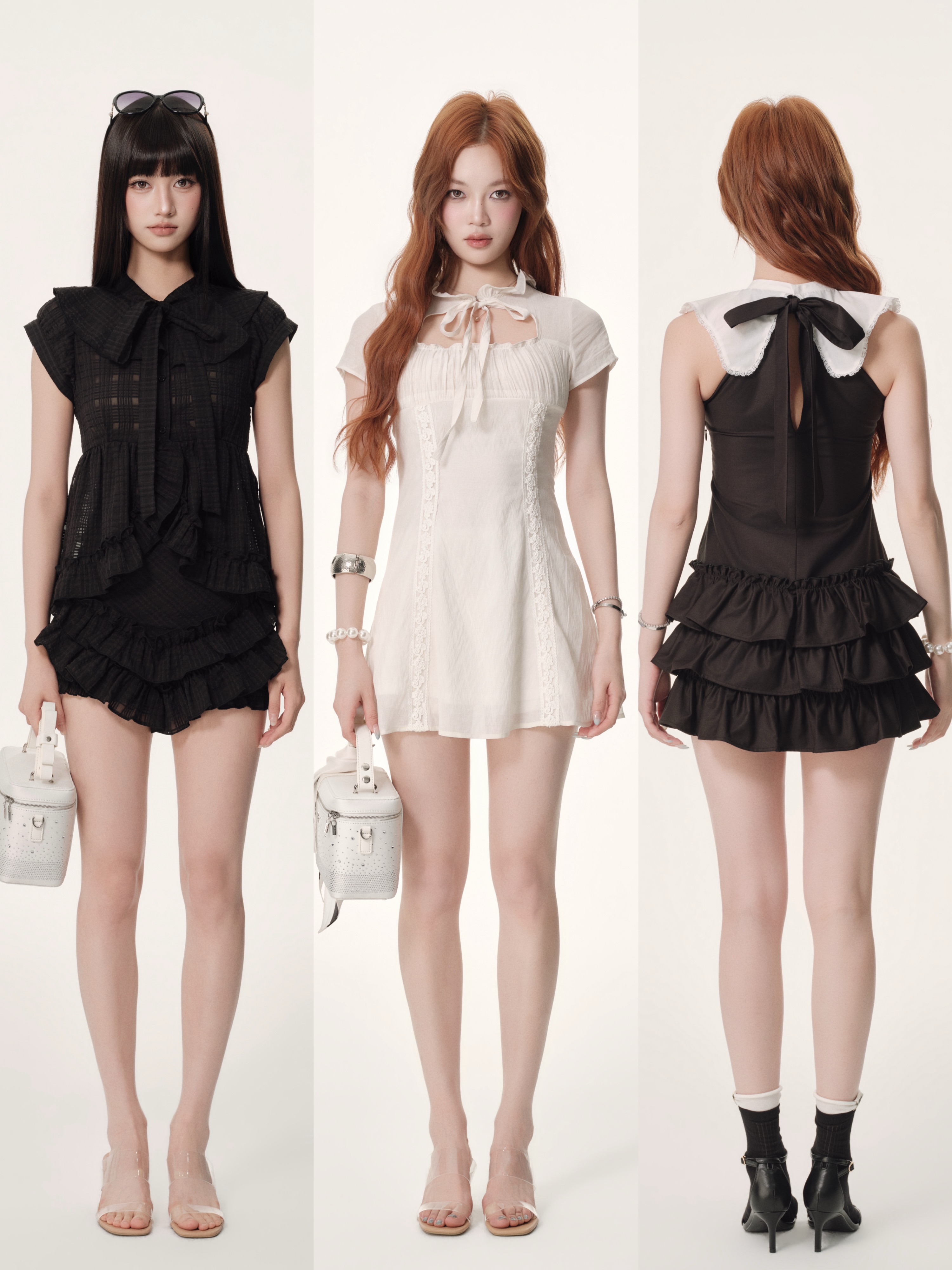 andwang Classical Ribbon Frill Top white Andwang Classical Ribbon 