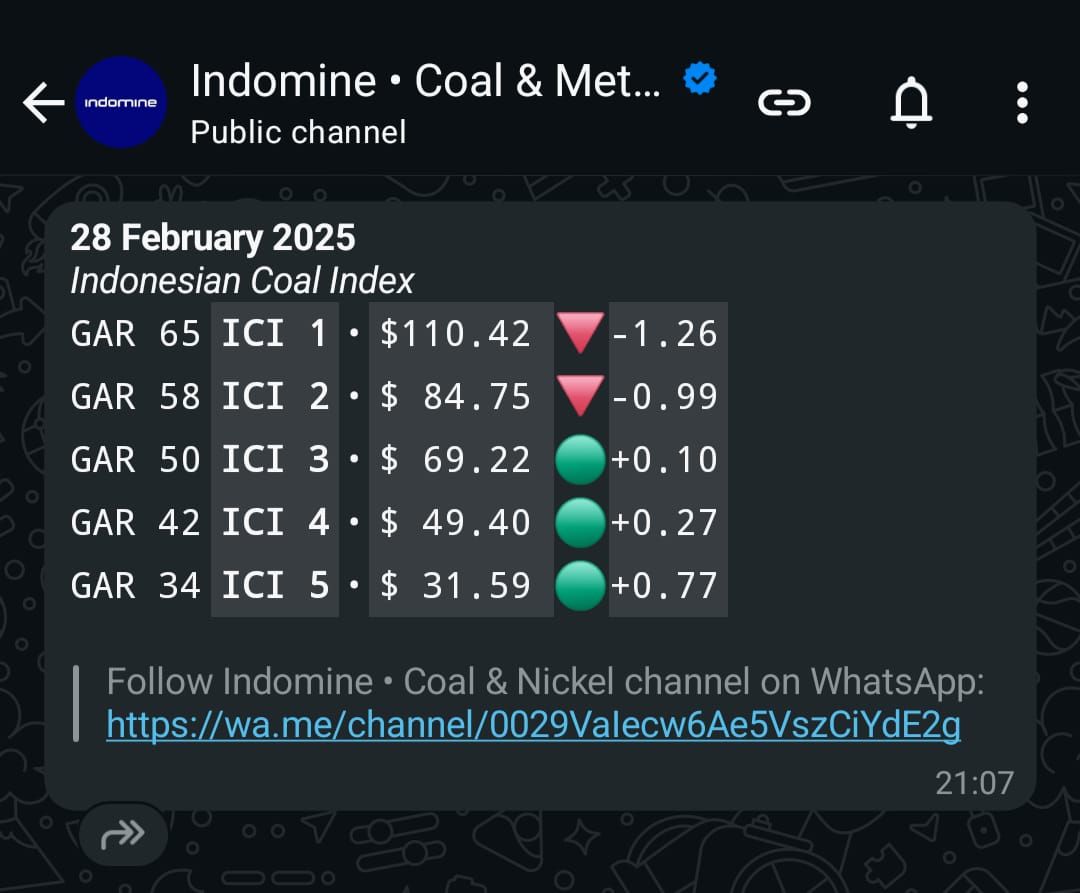 Indomine - 28 Feb. 2025 - Indonesian Coal Market Watch: ICI Divergence ...