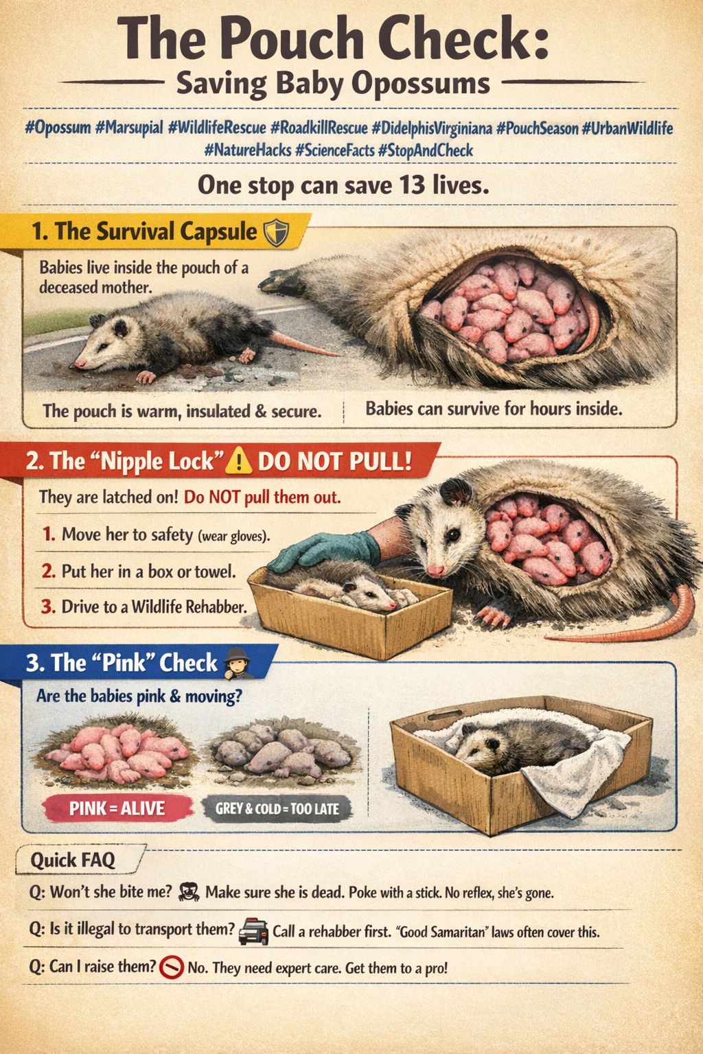 SHE IS DEAD. THEY ARE NOT. 🚗🐀 It is Pouch Season (Late Feb