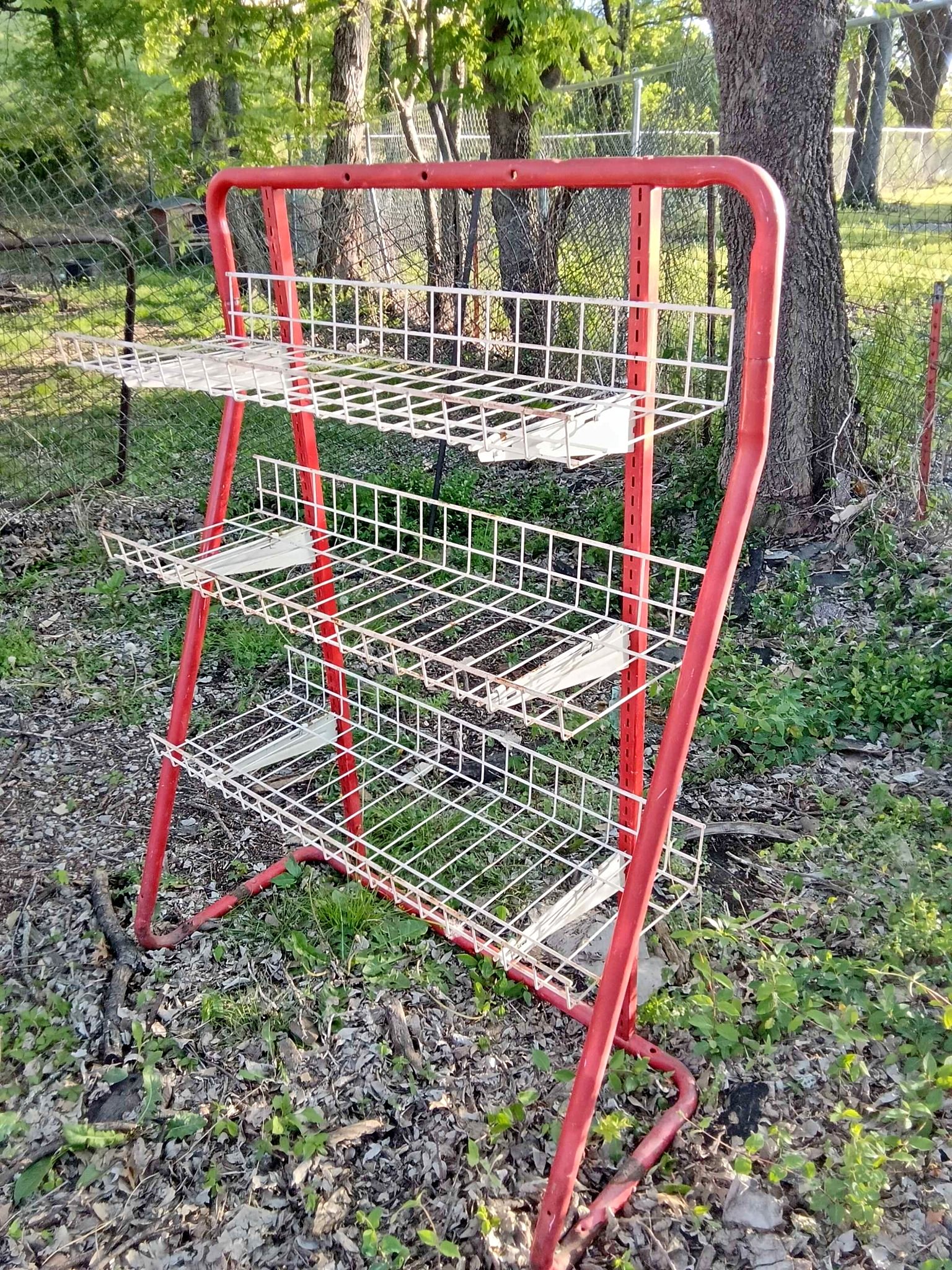 Vintage Lance Crackers Red Metal Display Rack with 3 Wire Shelves ...