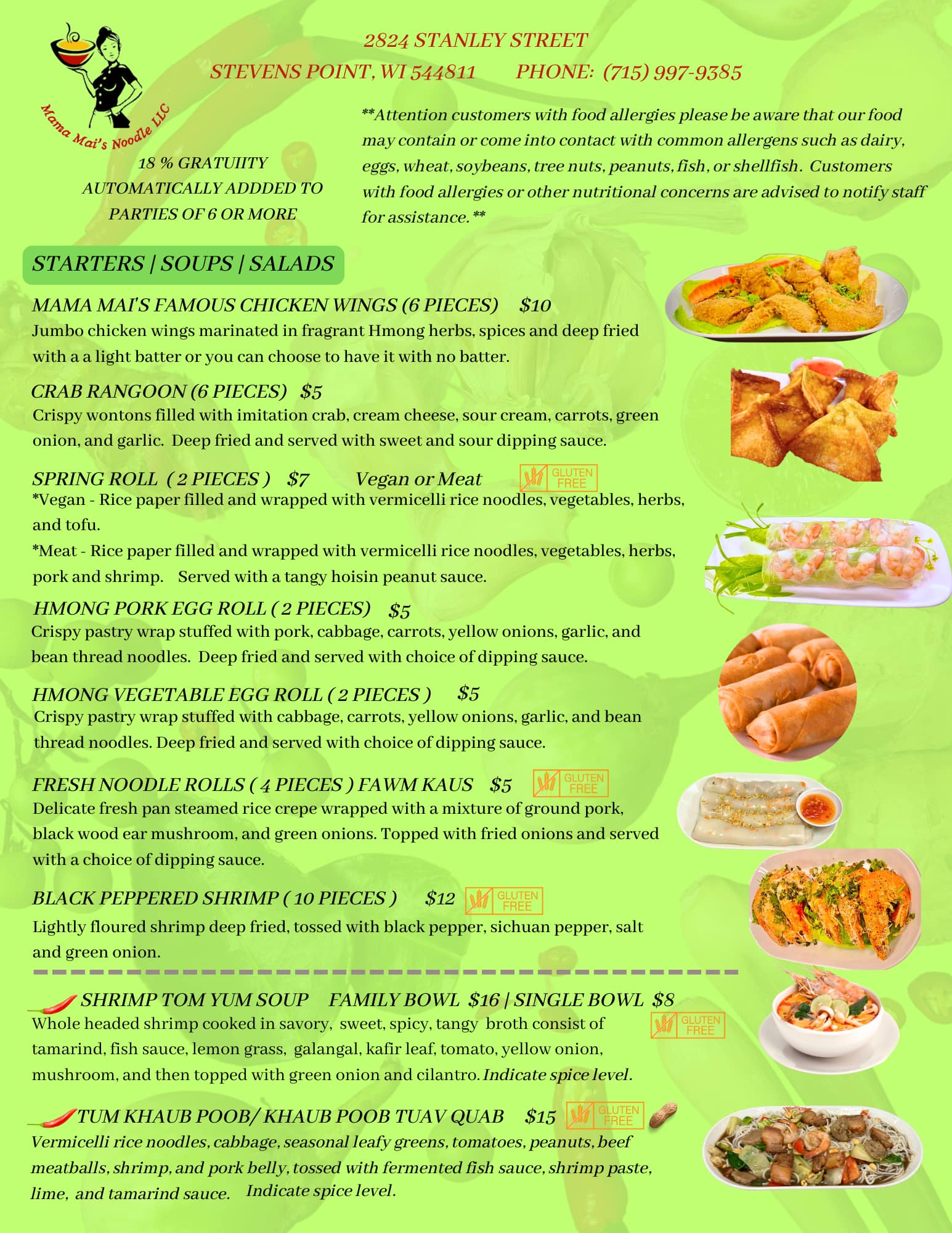 Updated menu.