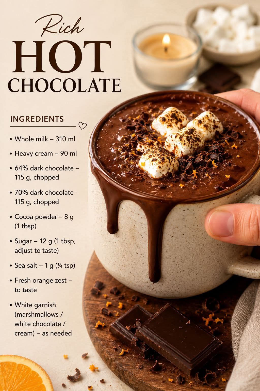 Dark and original hot chocolate mix