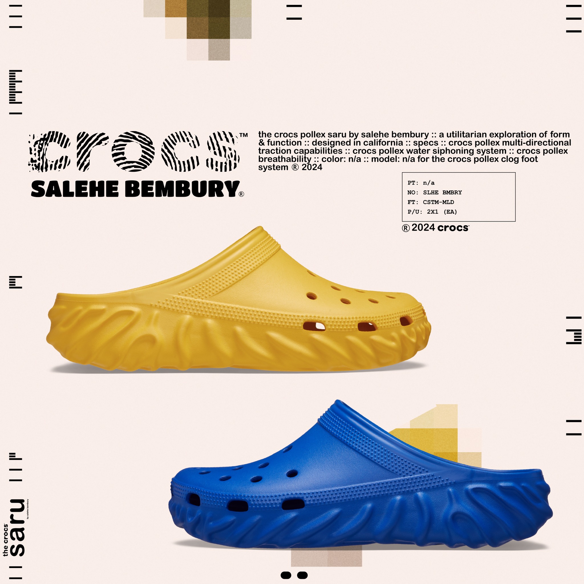 The Salehe Bembury x Crocs saru clog in Citron and Geneva colorway 