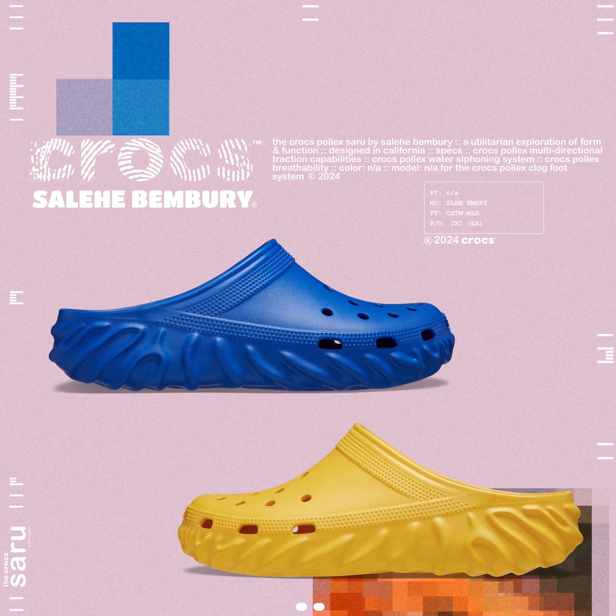 The Salehe Bembury x Crocs saru clog in Citron and Geneva colorway 