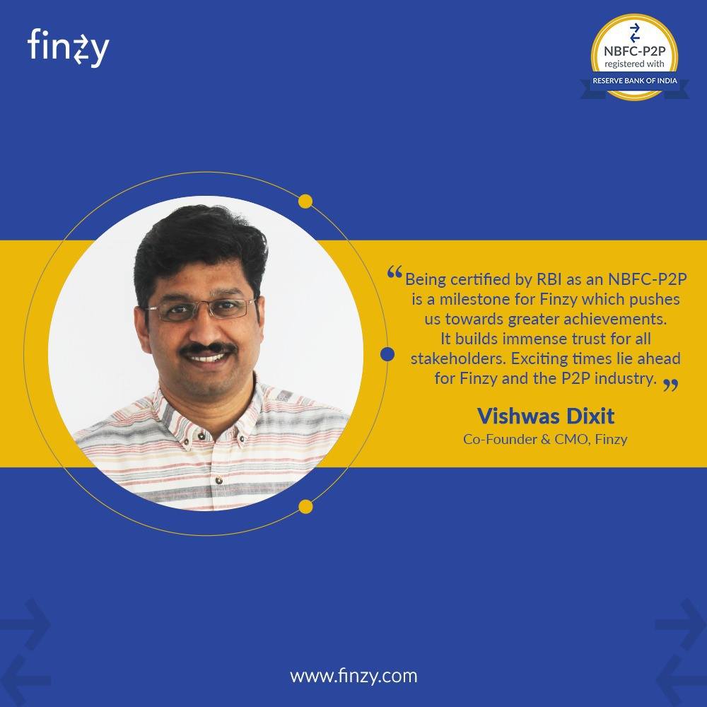 Finzy - The NBFC-P2P Certification by RBI is a push in the...