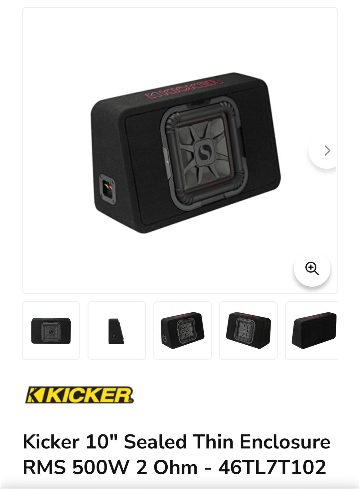 Kicker 46TL7T102 TL7T 10"  25cm  Solo-Baric Subwoofer In Thin Profile Enclosure 2 Ohm 500 Watt W Cast Aluminum Grill Bundle