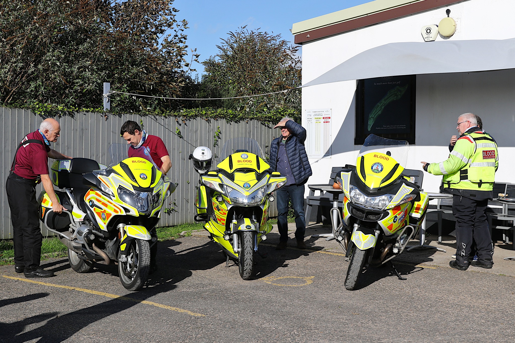 Wiscombe - L-R South West Blood Bikes riders Steve J & Rob Springthorpe ...