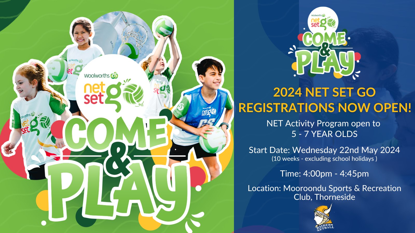 Raiders - NET SET GO AGES 5 - 7 YEAR OLDS REGISTRATIONS NOW OPEN! 💙💛 ...