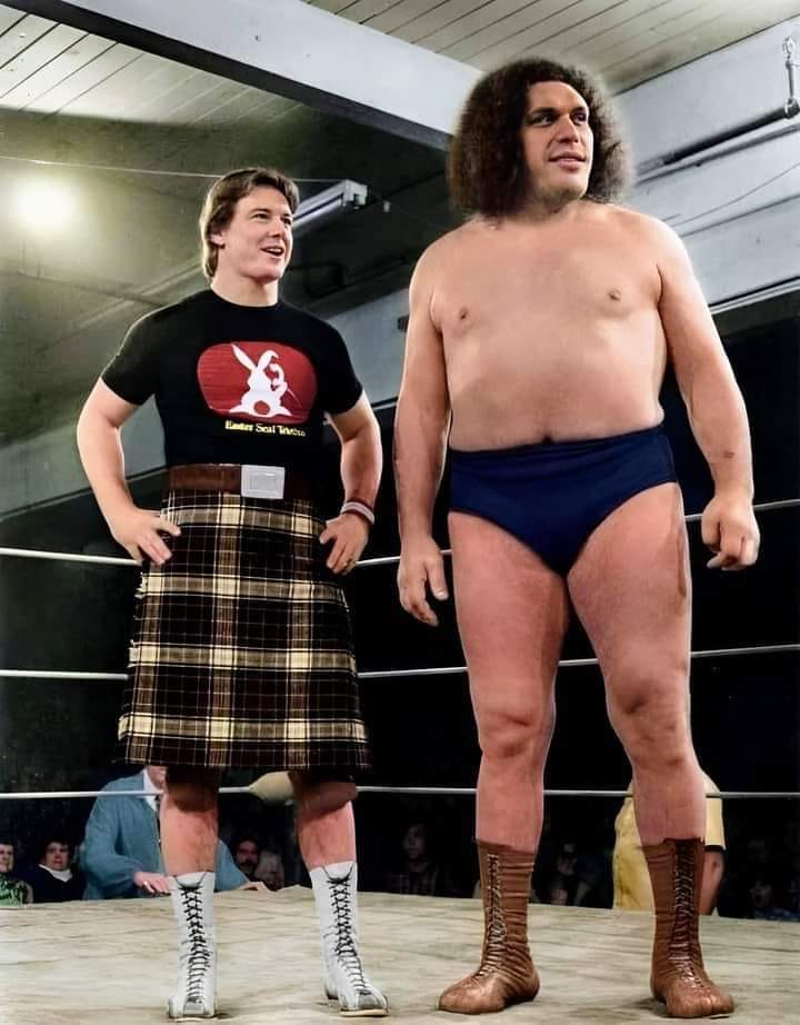 Roddy Piper & Andre the Giant standing tall in Portland Wrestling