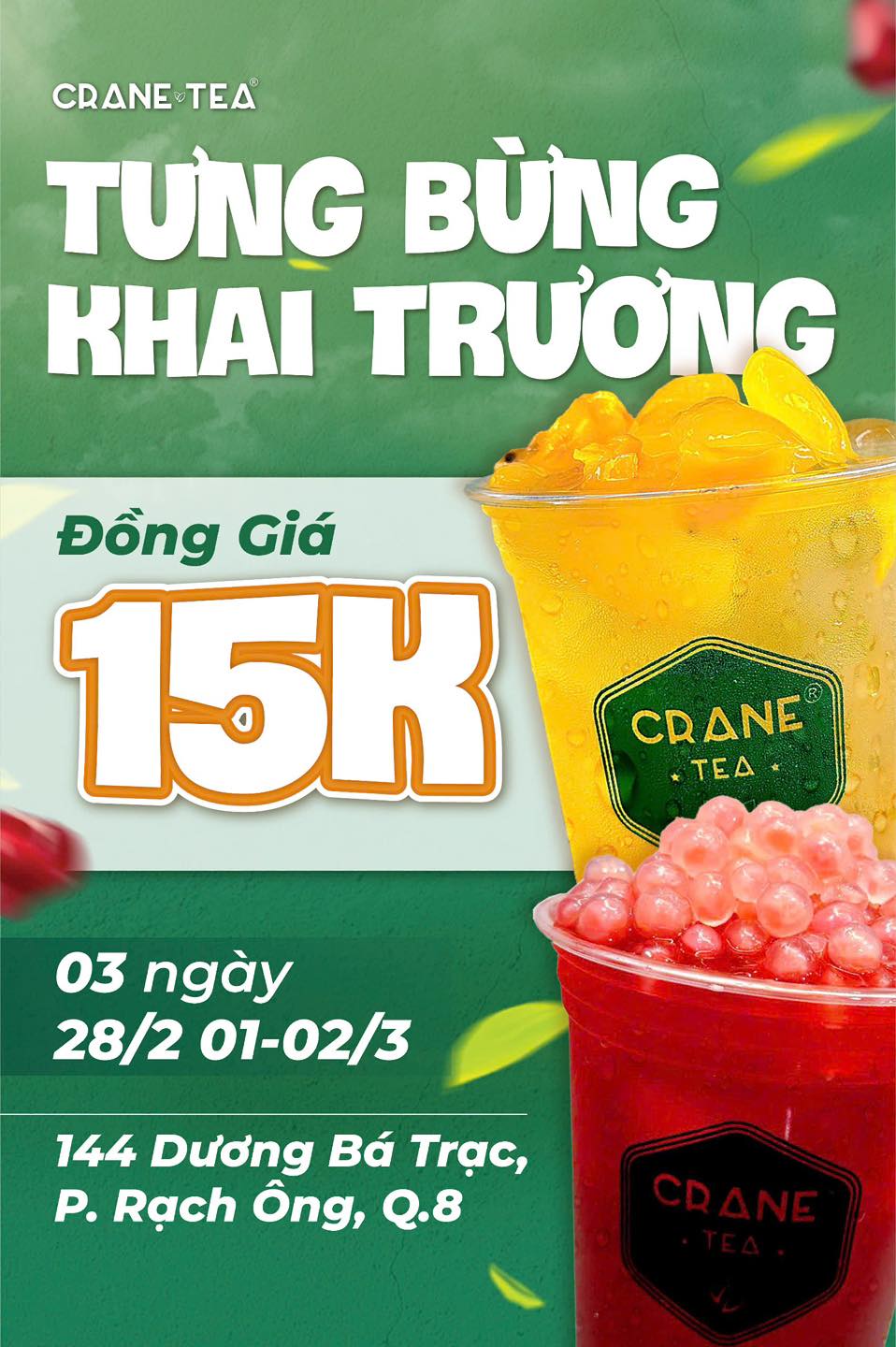 𝐂𝐫𝐚𝐧𝐞 𝐓𝐞𝐚 - Tưng bừng khai trương 𝐂𝐑𝐀𝐍𝐄 𝐓𝐄𝐀 tại : 📍𝐂𝐍 𝟐𝟗 :... | Facebook
