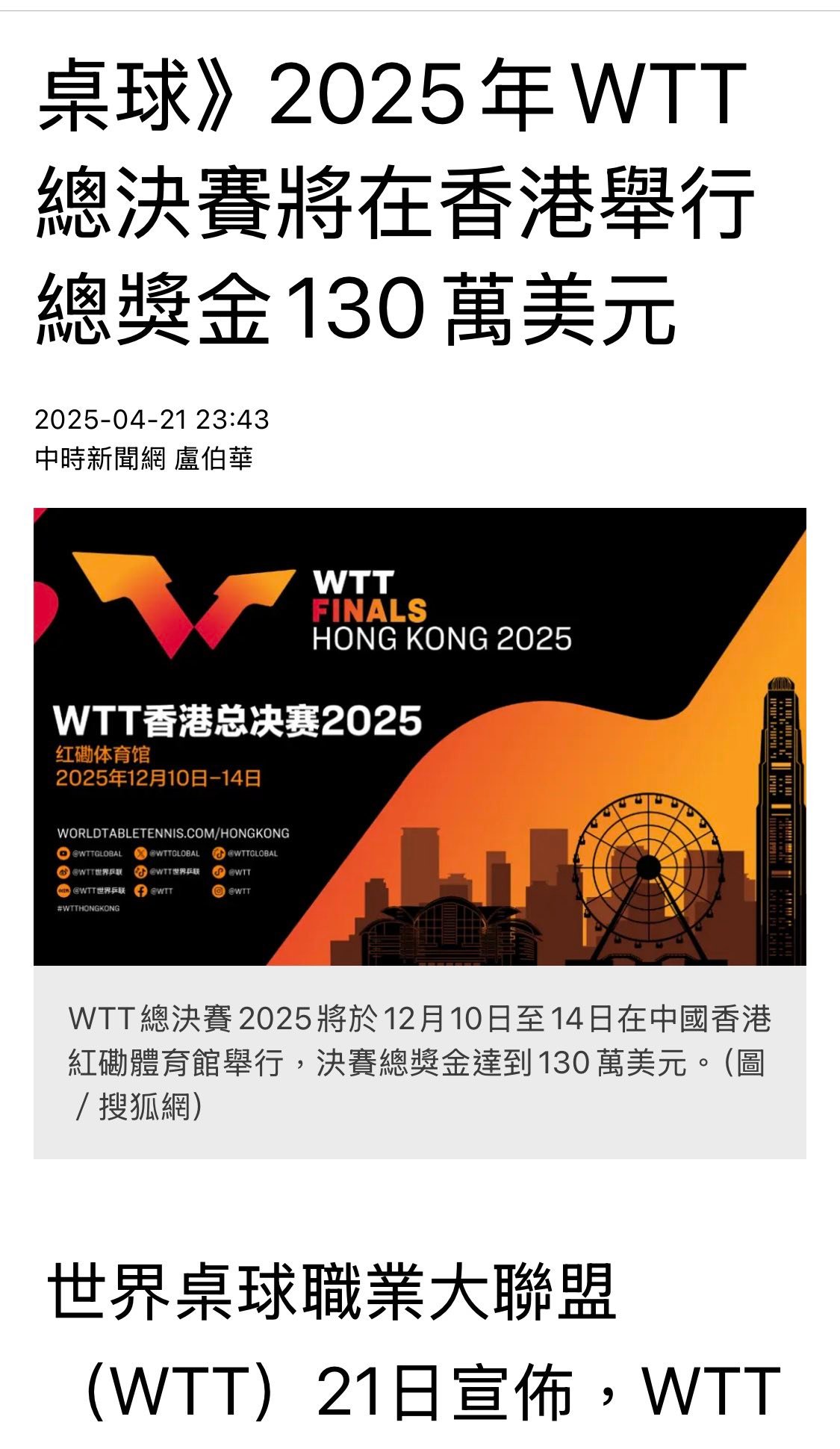 張思敏 - 世界桌球職業大聯盟：2025年終總奬金，提高50萬美元，來到130萬美元，桌球受到國際重視，尤其職業賽需要... | Facebook