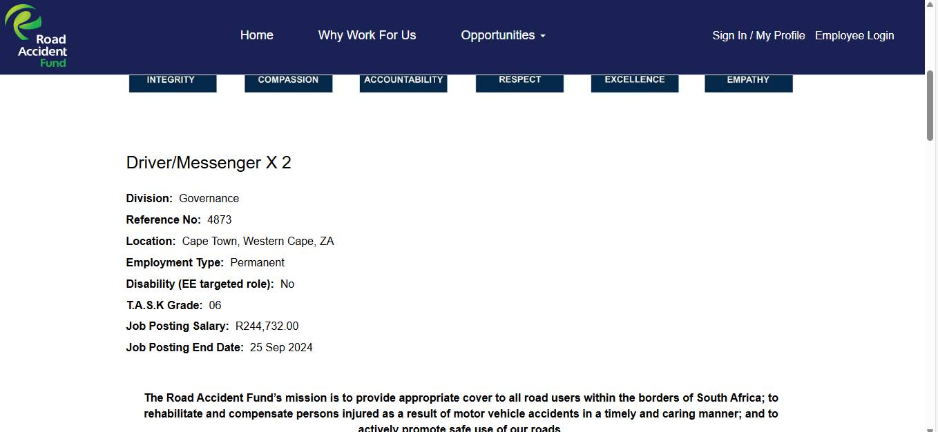 Driver/Messenger X 2 Qualifications... - Mzansi Career Hub