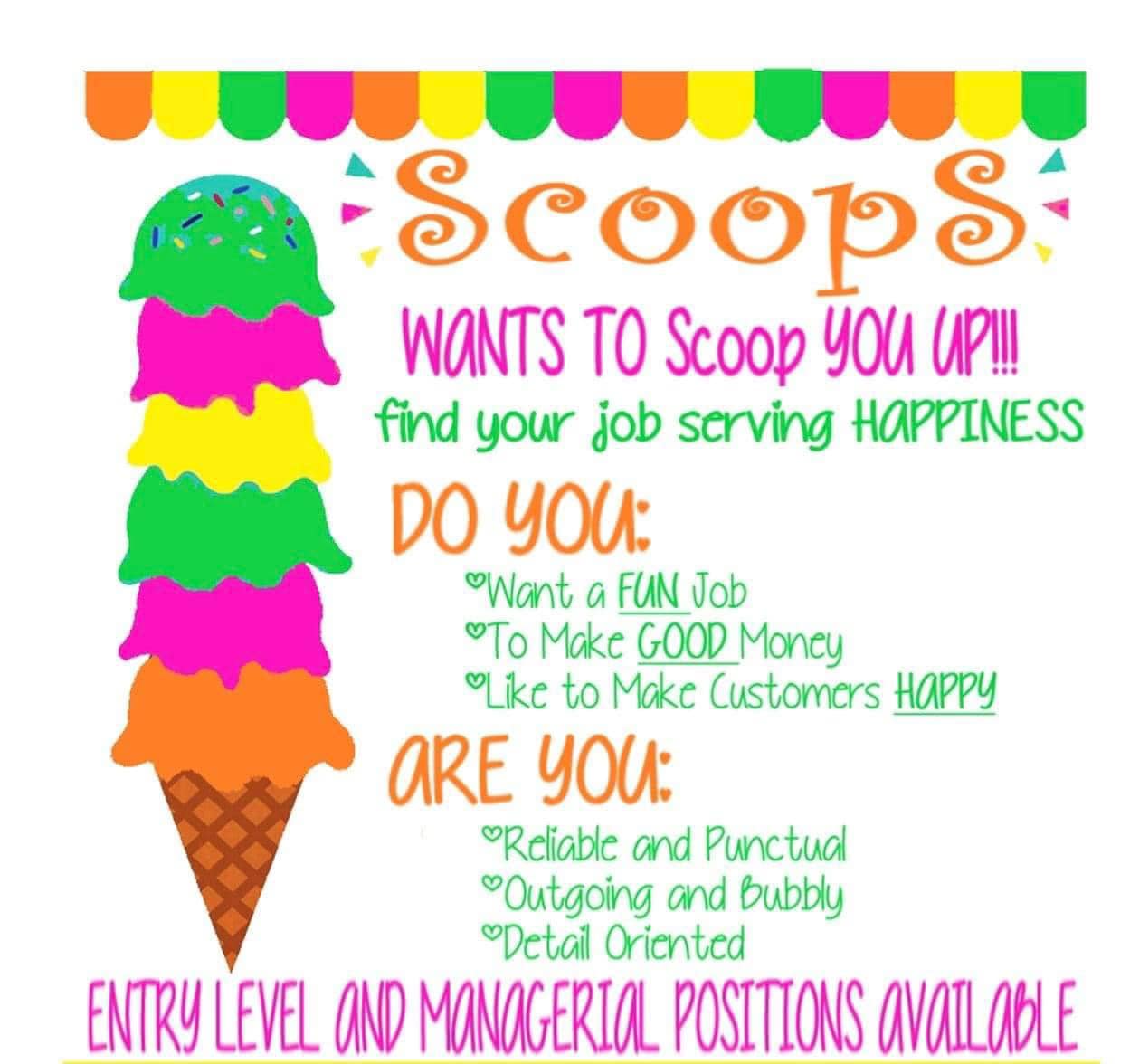 ScoopS - We are hiring!!!! 🍦 Please stop by and fill out an application ...