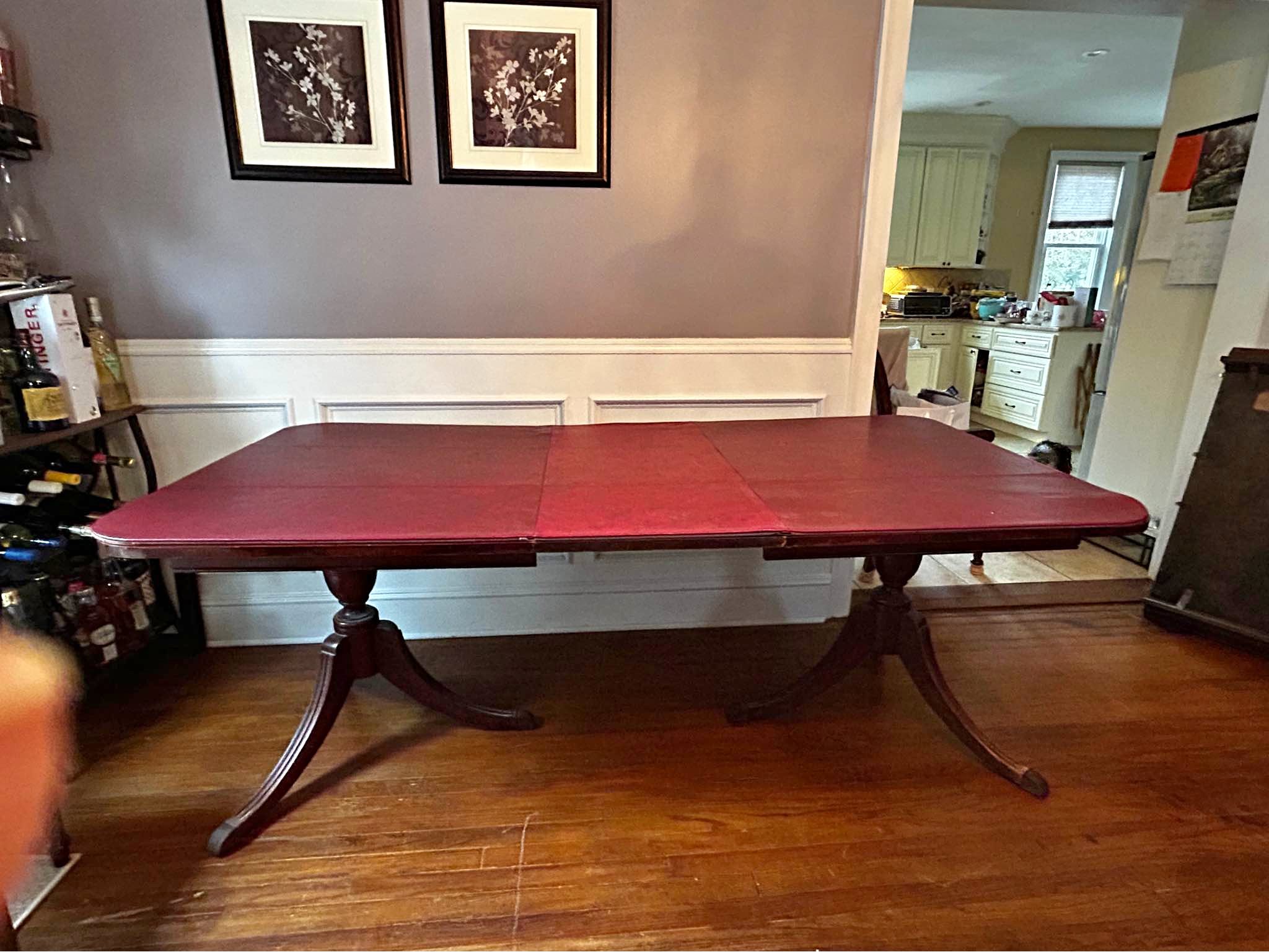 Extendable Dark Wood Dining Table with four chairs 78x 40 Chairs needs ...