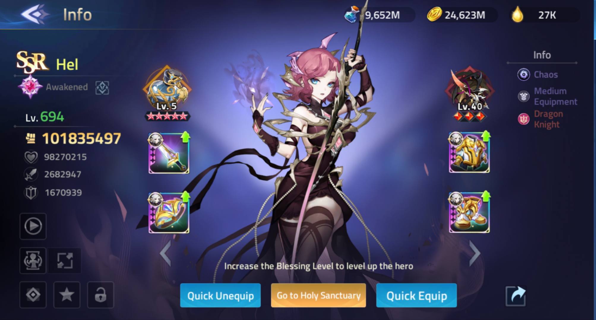 Maxed out hel's nexus hero
